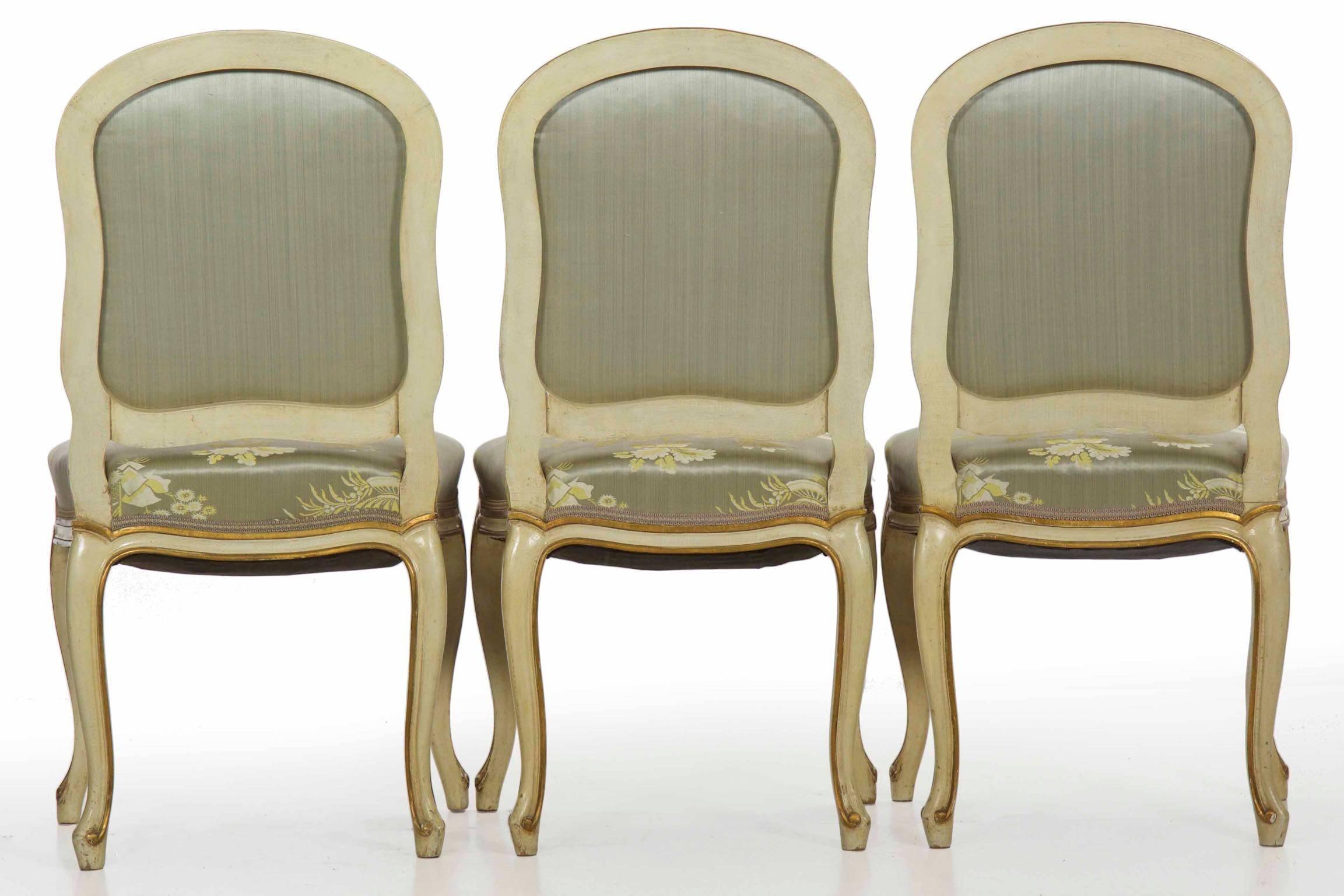 Set of 12 French Louis XV Style Painted Dining Chairs, Early 20th Century 5