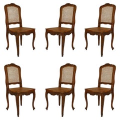 Antique Set of 12 French Louis XV Walnut Side Chairs