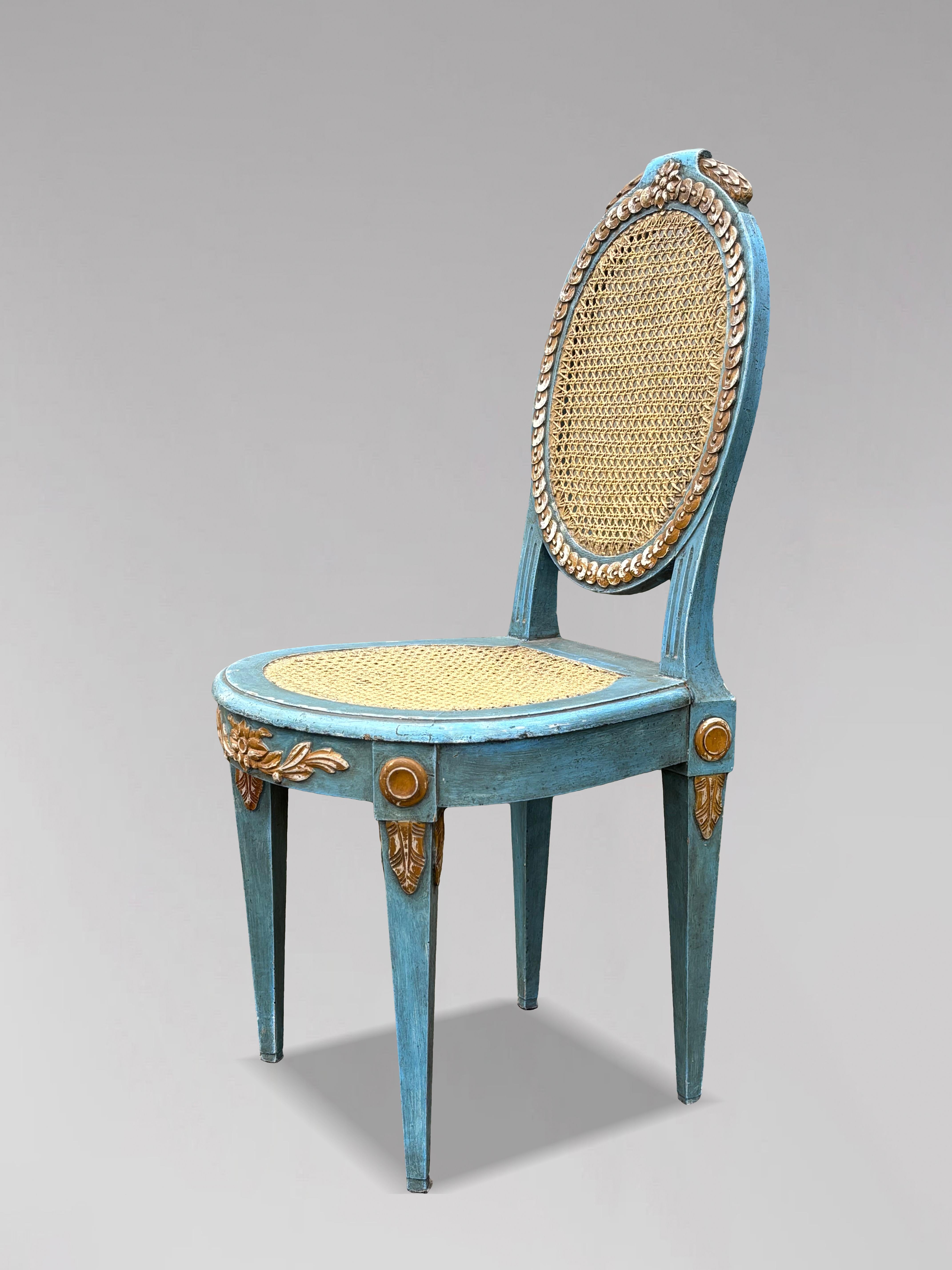 Set of 12 French Louis XVI Painted & Caned Dining Room Chairs im Zustand „Gut“ im Angebot in Petworth,West Sussex, GB