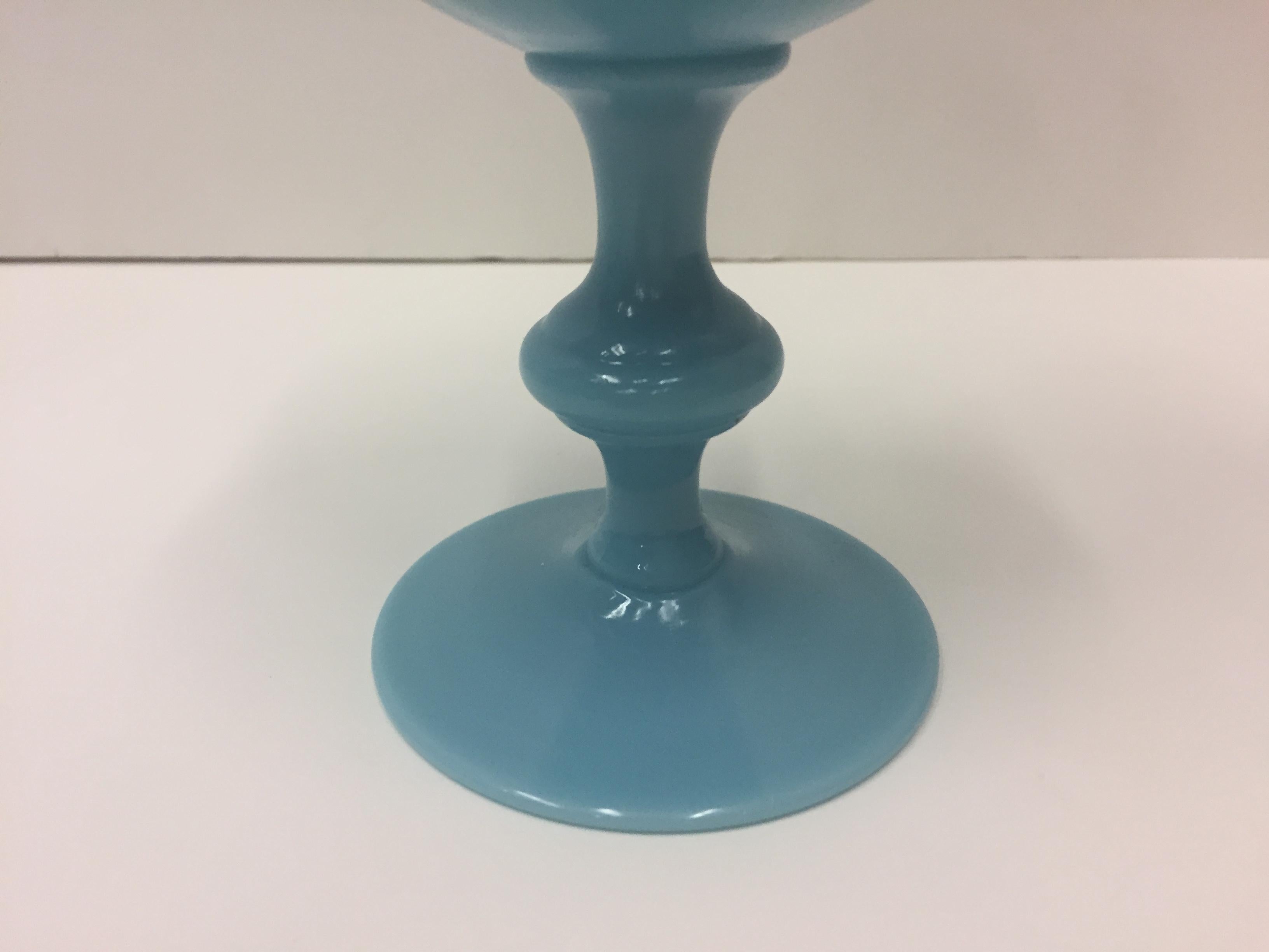 Set of 12 French Luminous Opaline Turquoise Goblets In Excellent Condition In Hopewell, NJ