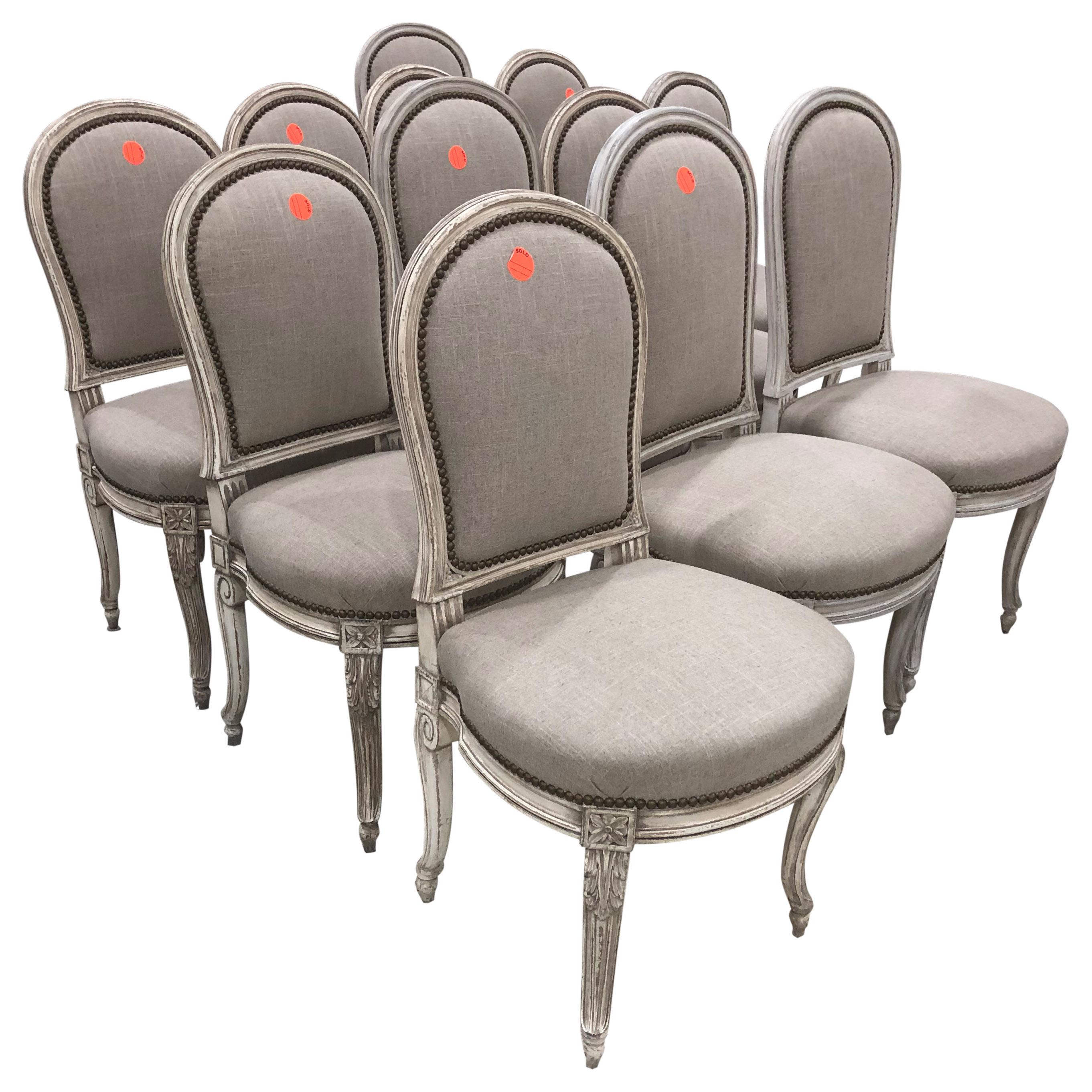 Set of 12 French Regency Style Chairs For Sale