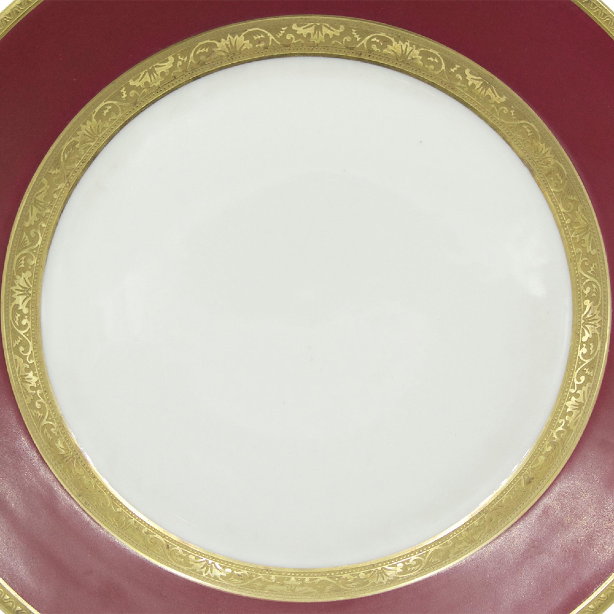 Lote de 12 platos de porcelana francesa victoriana de Limoges Victoriano en venta