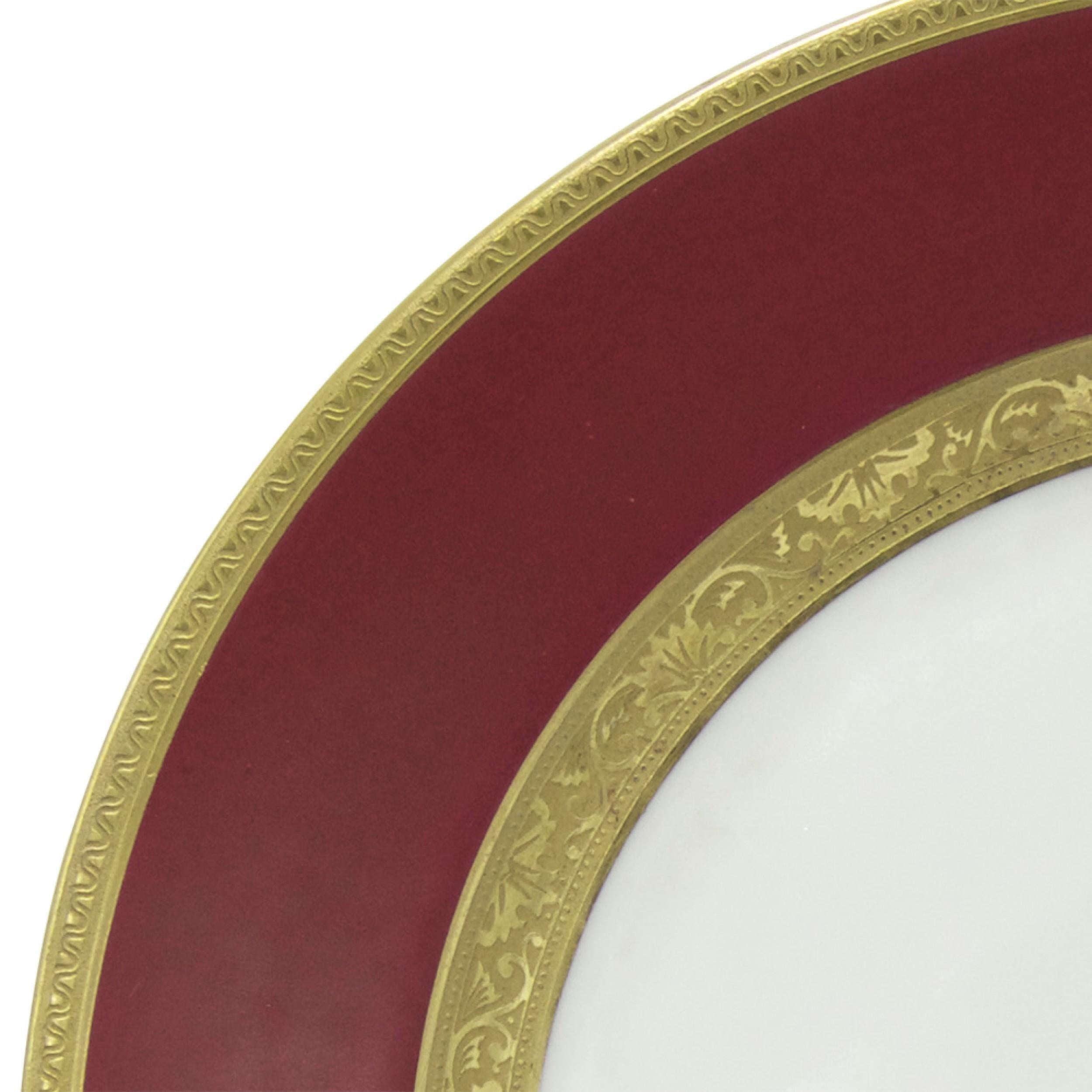 Lote de 12 platos de porcelana francesa victoriana de Limoges Hecho a mano en venta