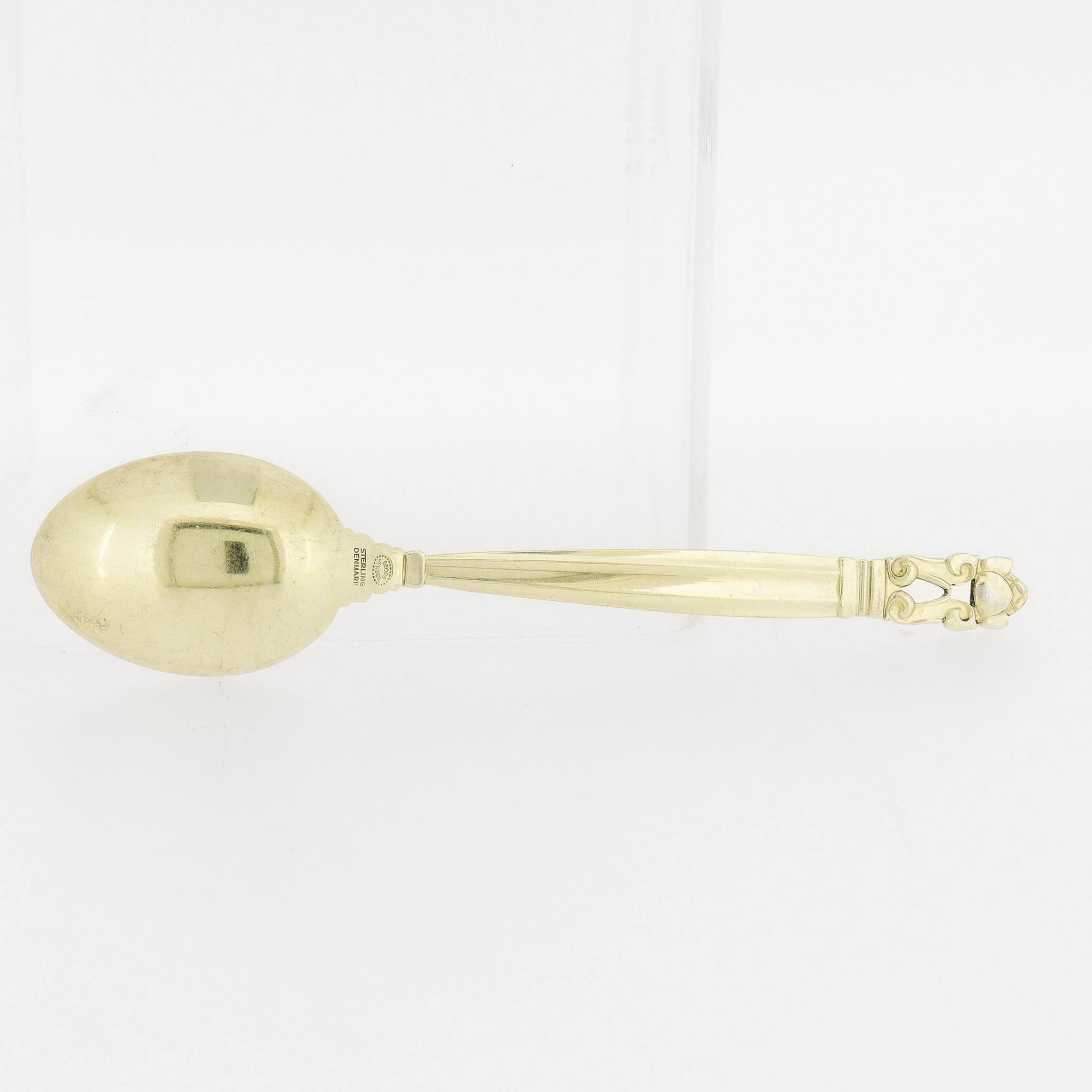 Satz von 12 Georg Jensen 'Eichel' vergoldetes Sterlingsilber Mokka- oder Mokkalöffel im Angebot 3