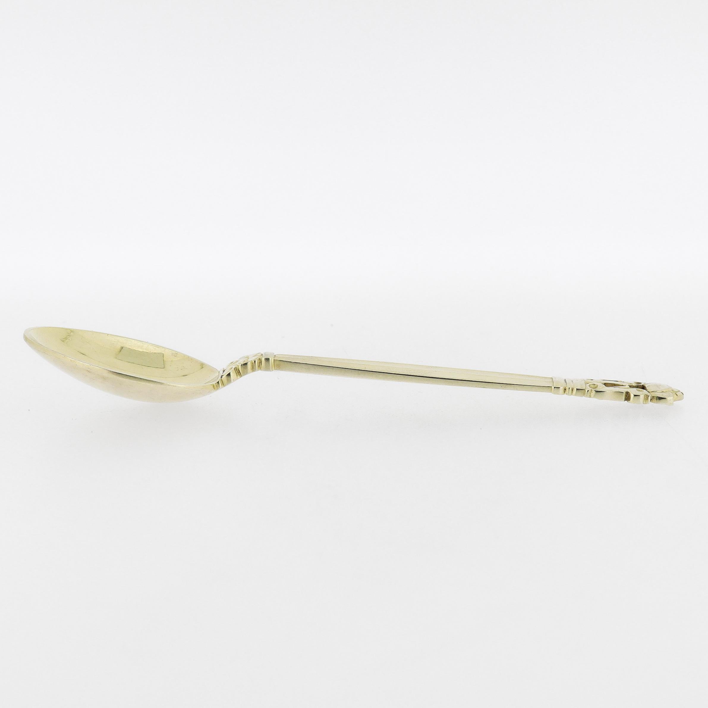 Satz von 12 Georg Jensen 'Eichel' vergoldetes Sterlingsilber Mokka- oder Mokkalöffel im Angebot 1