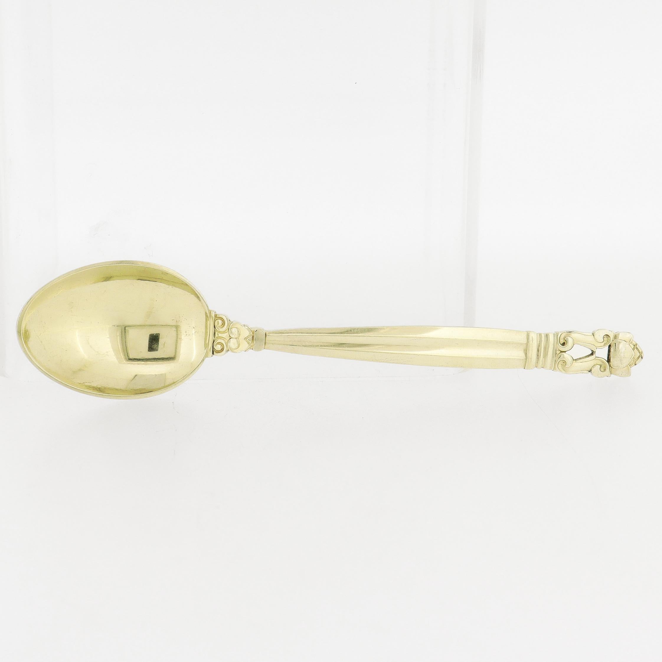 Satz von 12 Georg Jensen 'Eichel' vergoldetes Sterlingsilber Mokka- oder Mokkalöffel im Angebot 2