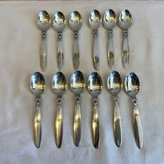 Set von 12 Obstlöffeln mit Kakteenmuster von Georg Jensen, Dänemark