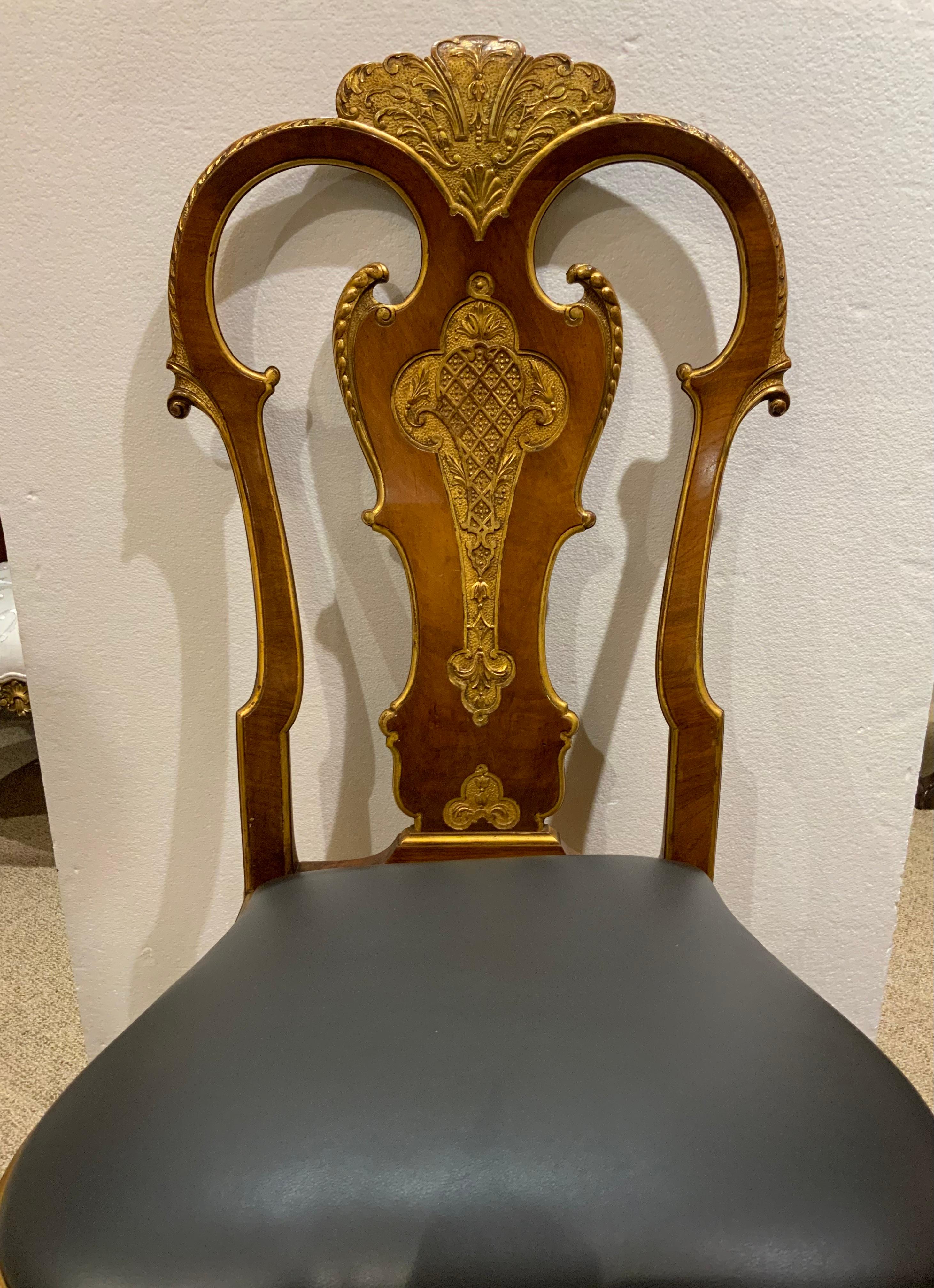 Italian Set of 12 George II-Style fruitwood and parcel- gilt dining chairs 