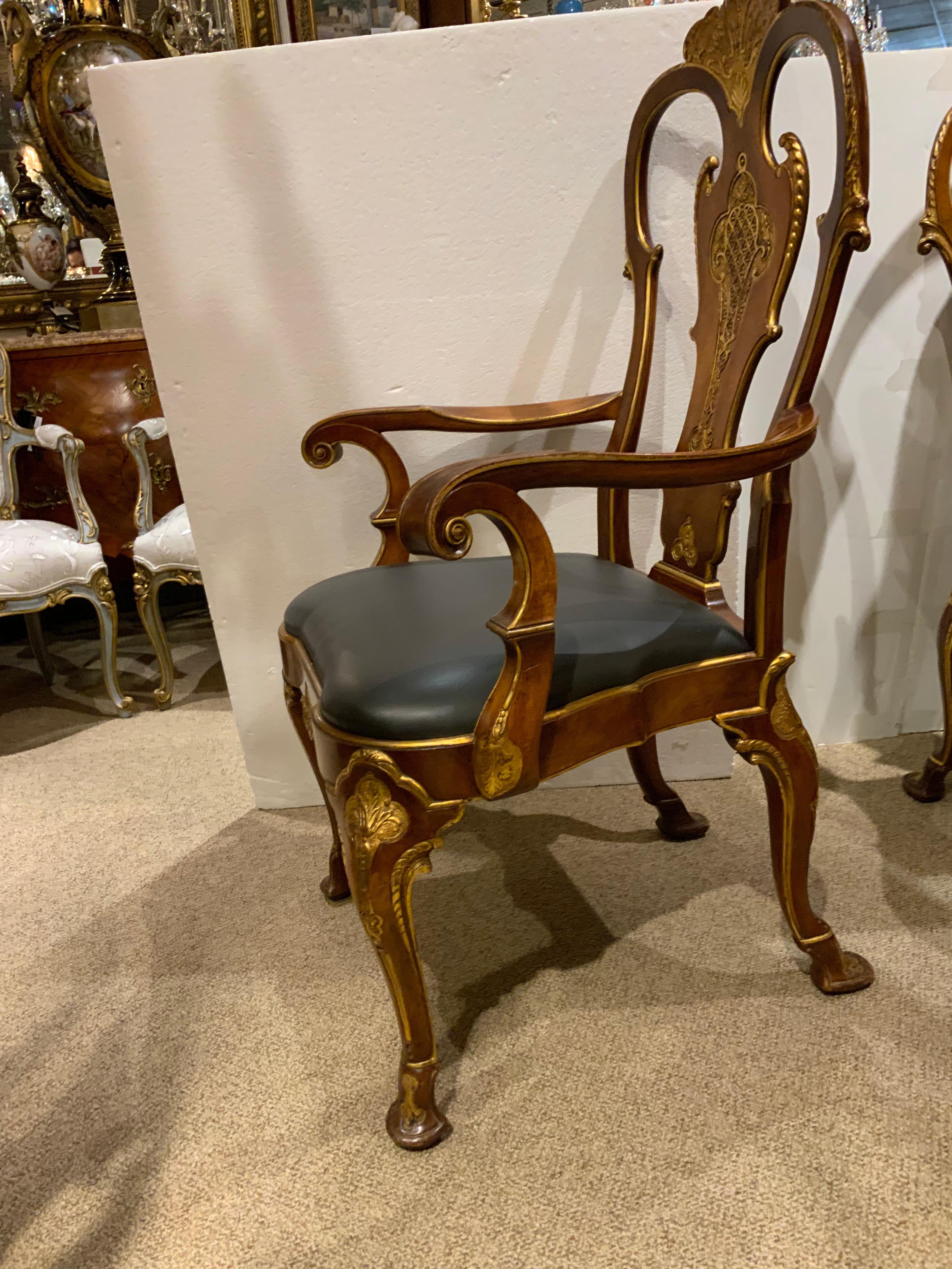 Set of 12 George II-Style fruitwood and parcel- gilt dining chairs  In Excellent Condition In Houston, TX