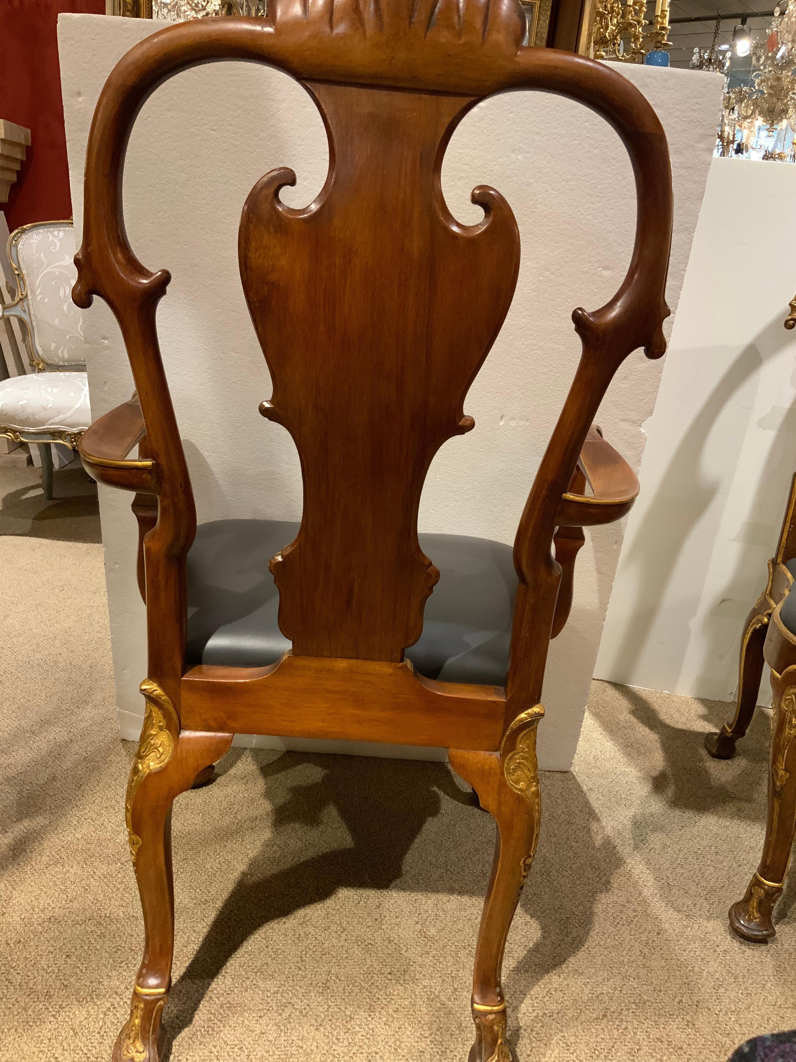 Fruitwood Set of 12 George II-Style fruitwood and parcel- gilt dining chairs 