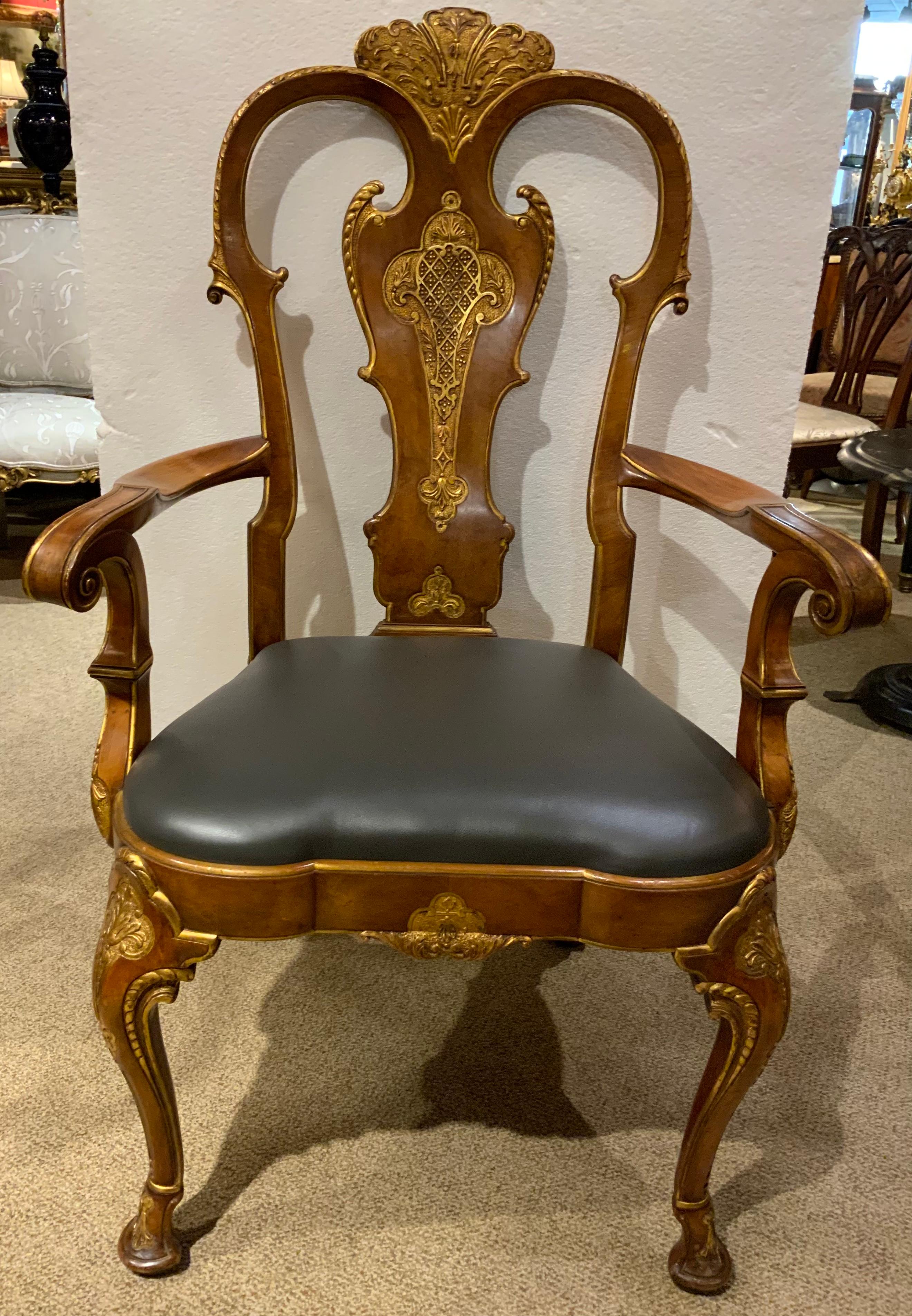 Set of 12 George II-Style fruitwood and parcel- gilt dining chairs 1