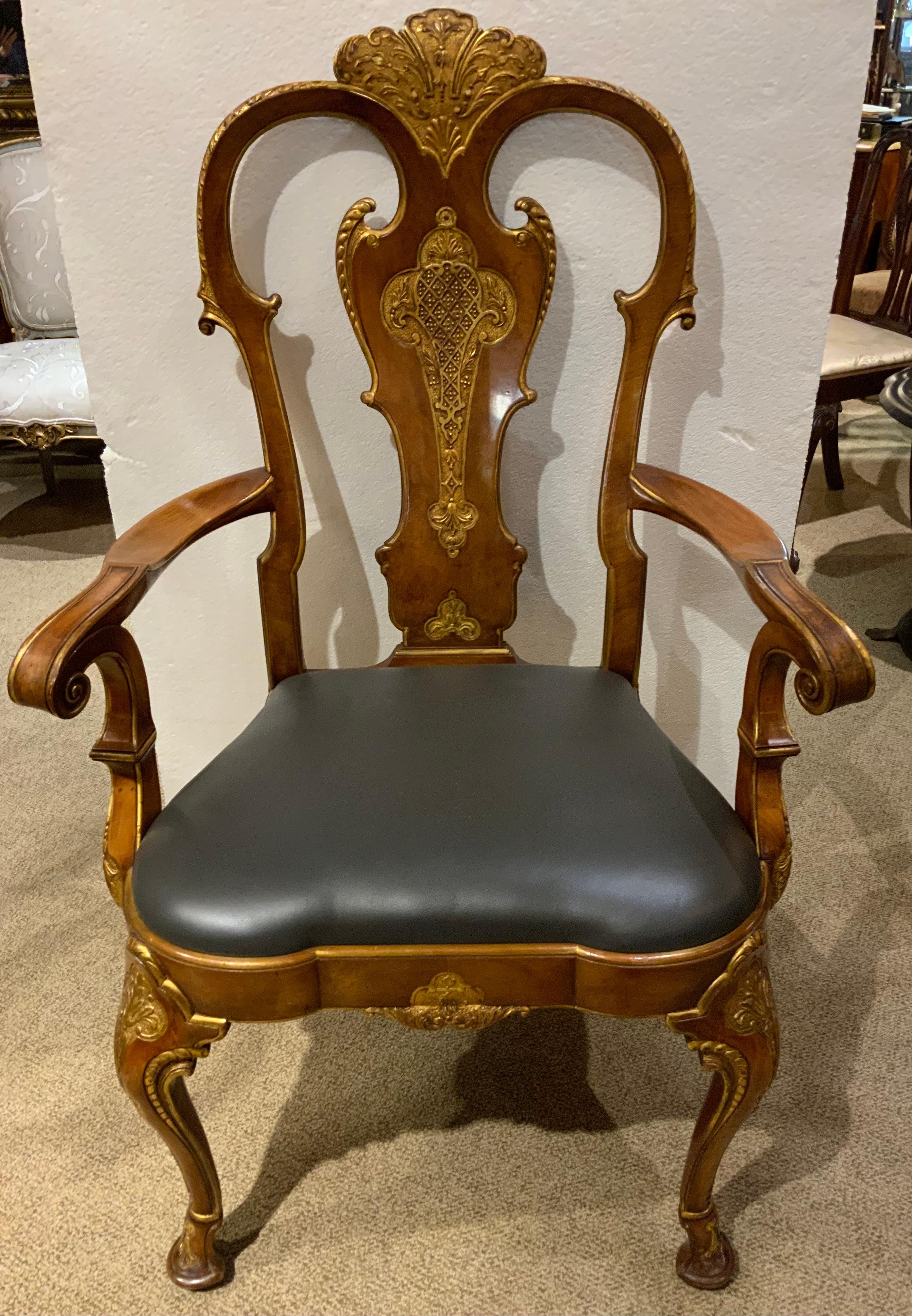 Set of 12 George II-Style fruitwood and parcel- gilt dining chairs  2