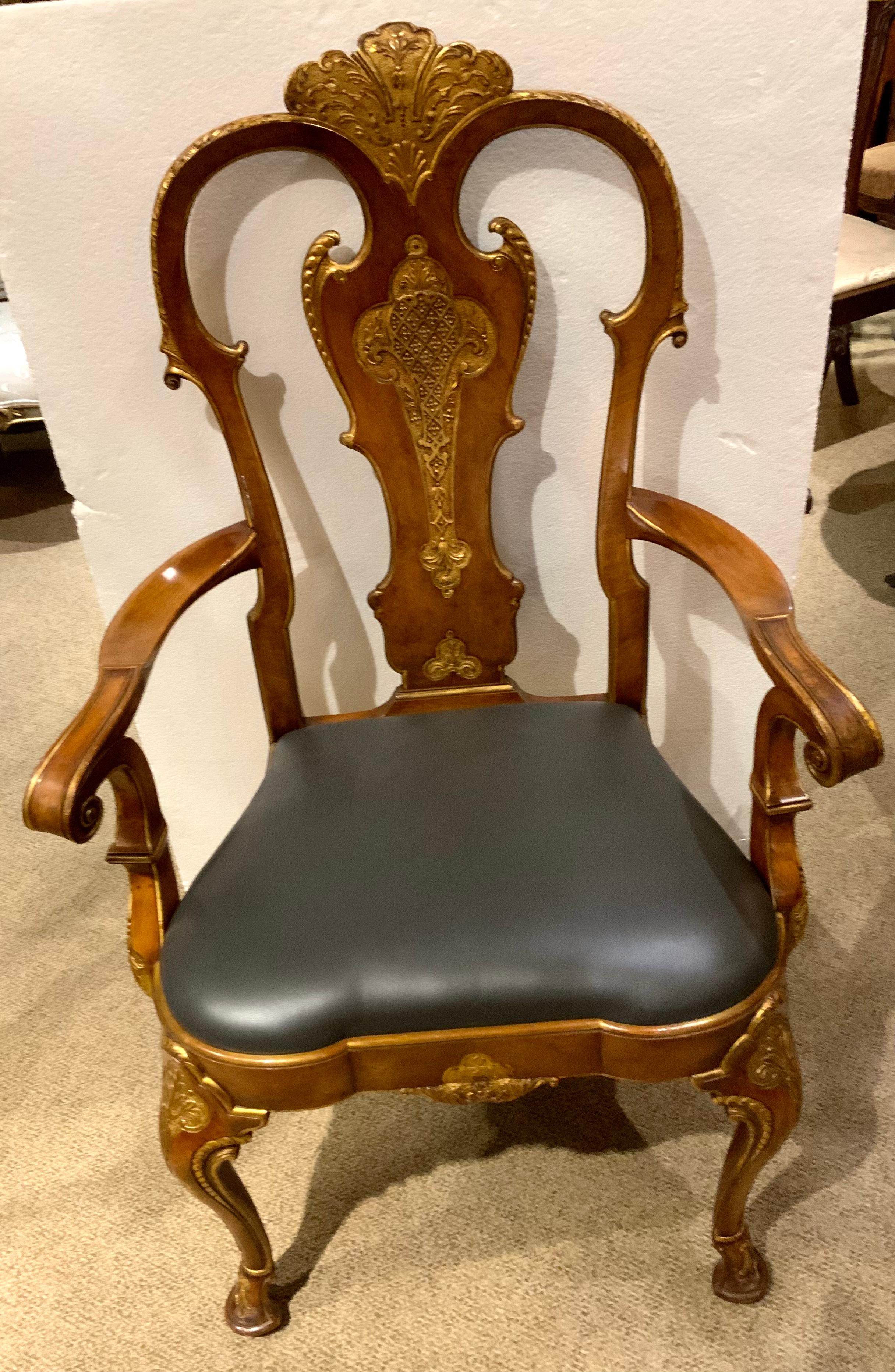 Set of 12 George II-Style fruitwood and parcel- gilt dining chairs 3