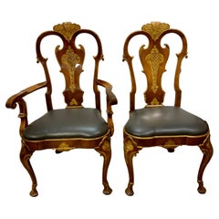 Vintage Set of 12 George II-Style fruitwood and parcel- gilt dining chairs 