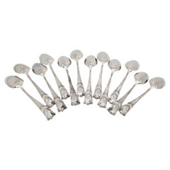 Lot de 12 cuillères à thé Amaryllis en argent sterling avec gravure George Shiebler n° 15844