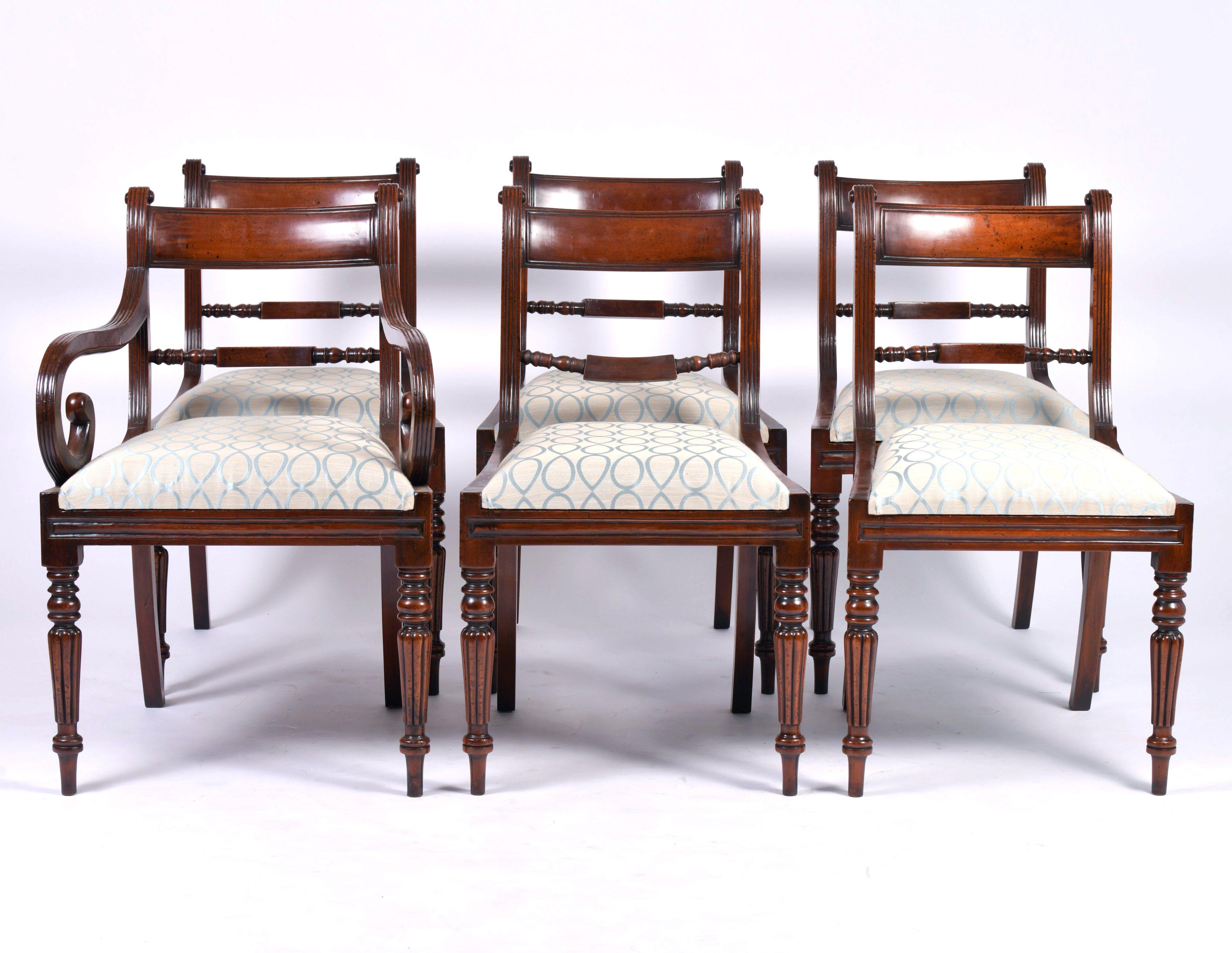 Set of 12 George VI Style Mahogany Dining Chairs 7