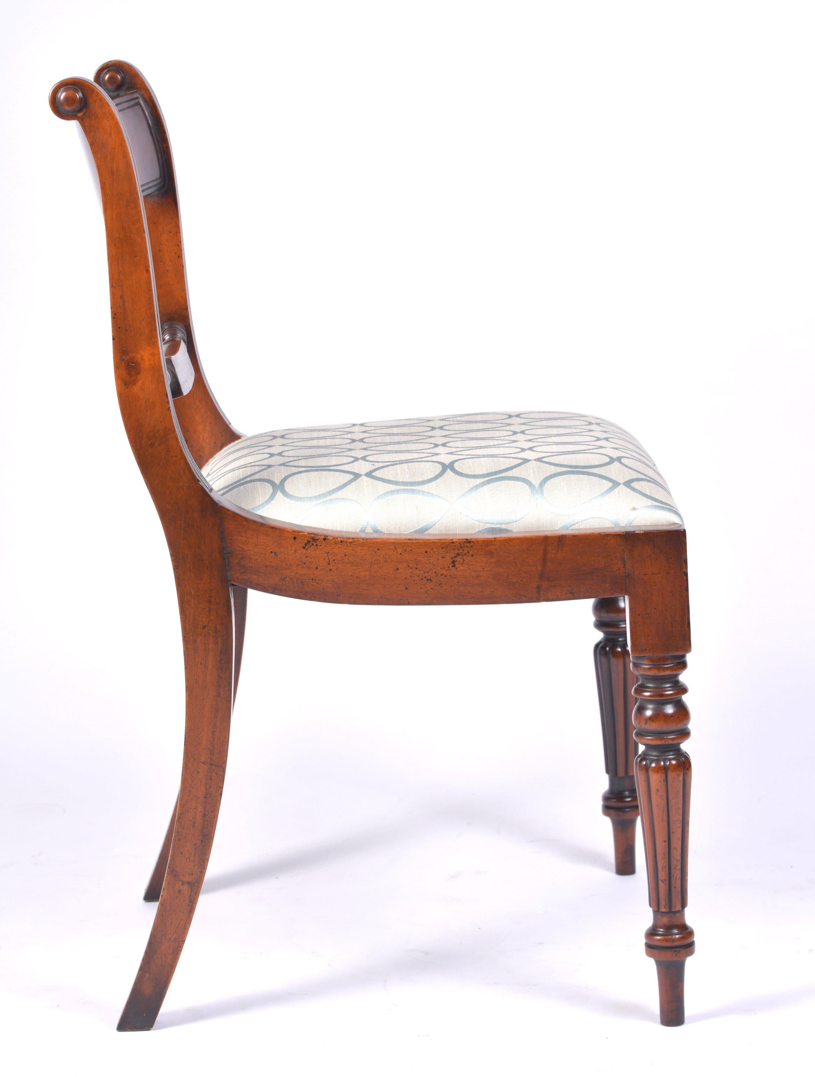 Fabric Set of 12 George VI Style Mahogany Dining Chairs