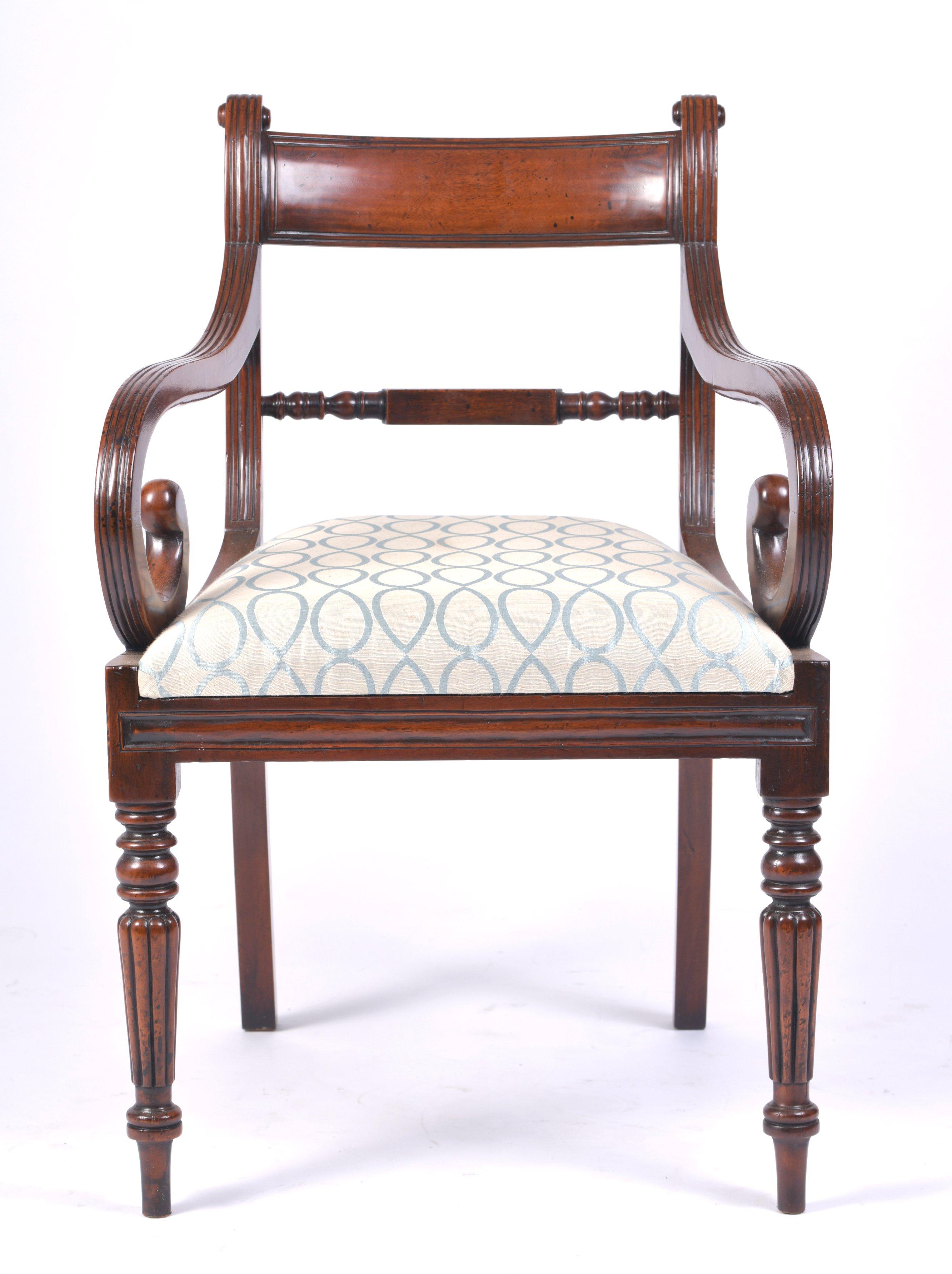 Set of 12 George VI Style Mahogany Dining Chairs 1