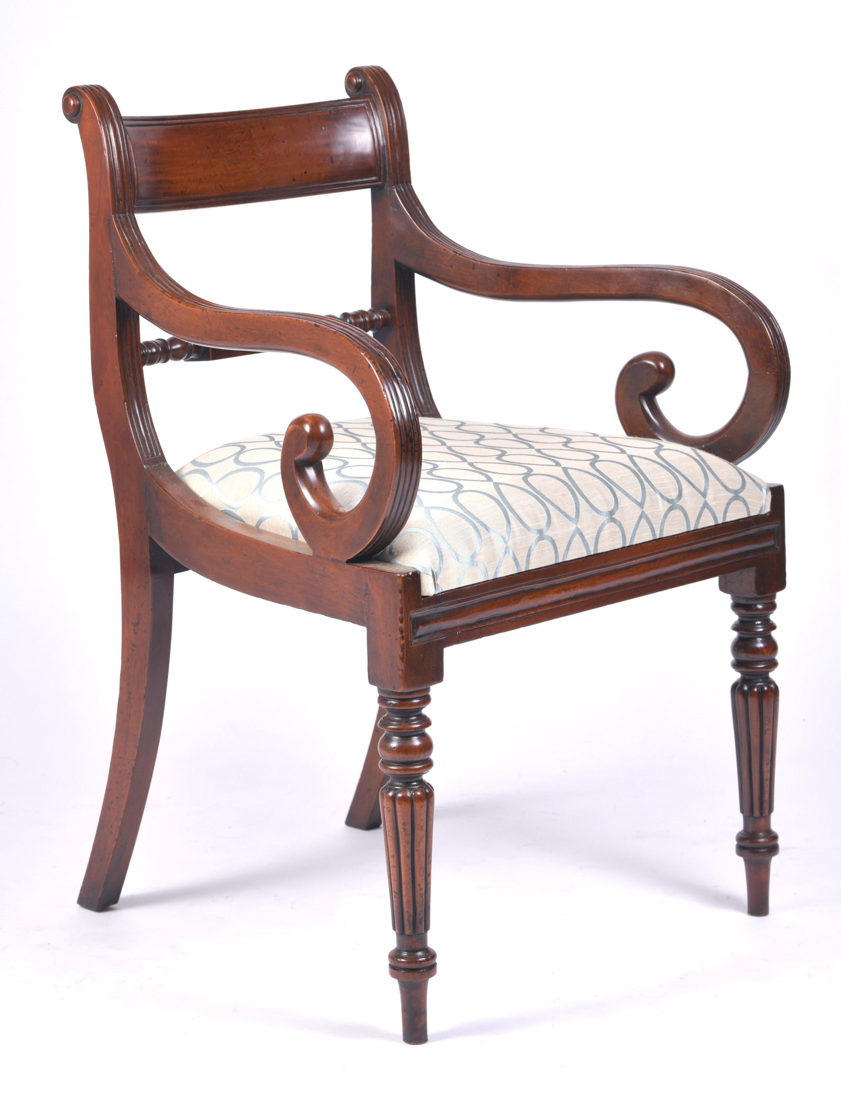 Set of 12 George VI Style Mahogany Dining Chairs 2