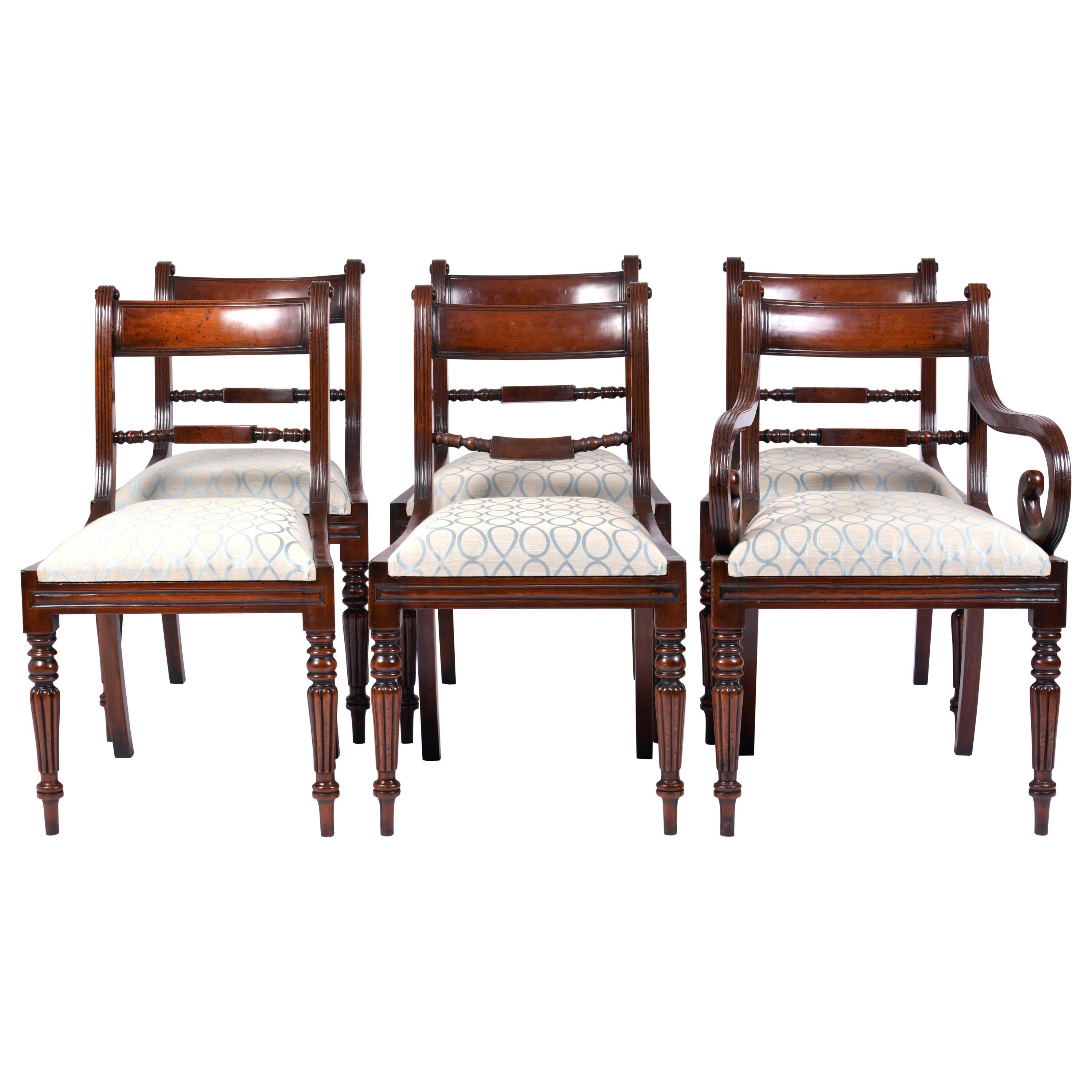 Set of 12 George VI Style Mahogany Dining Chairs