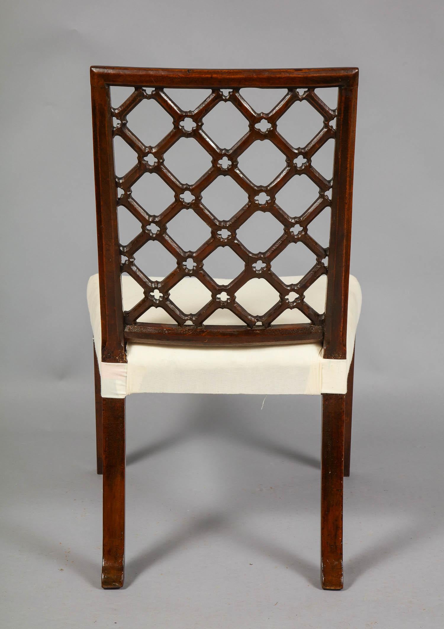 Set of 12 Georgian Lattice Back Chairs 4