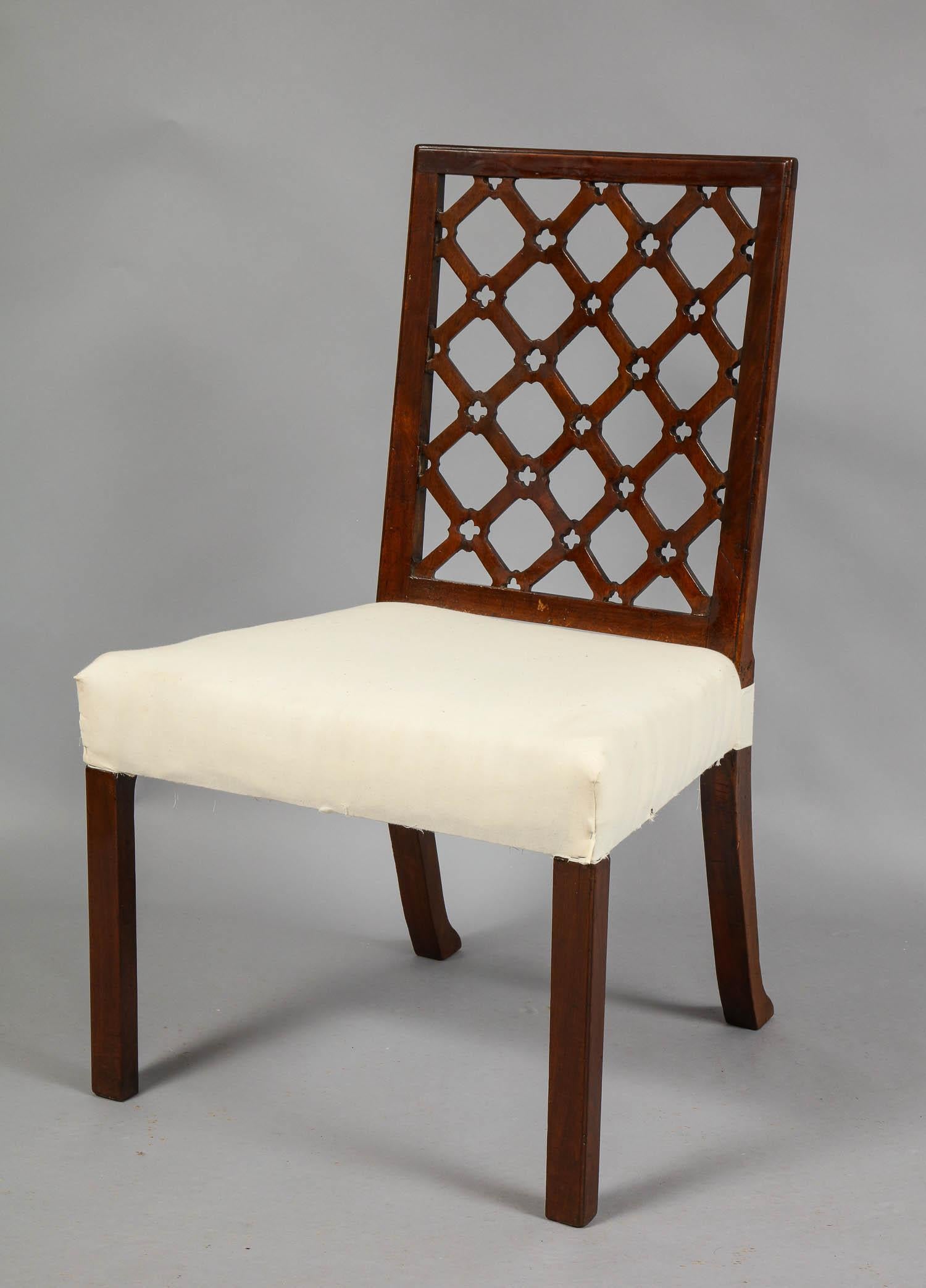 Set of 12 Georgian Lattice Back Chairs 8