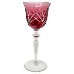 Set of 12 German Lead Crystal Cut-to-Clear Gorham Cherrywood Cranberry Glasses
