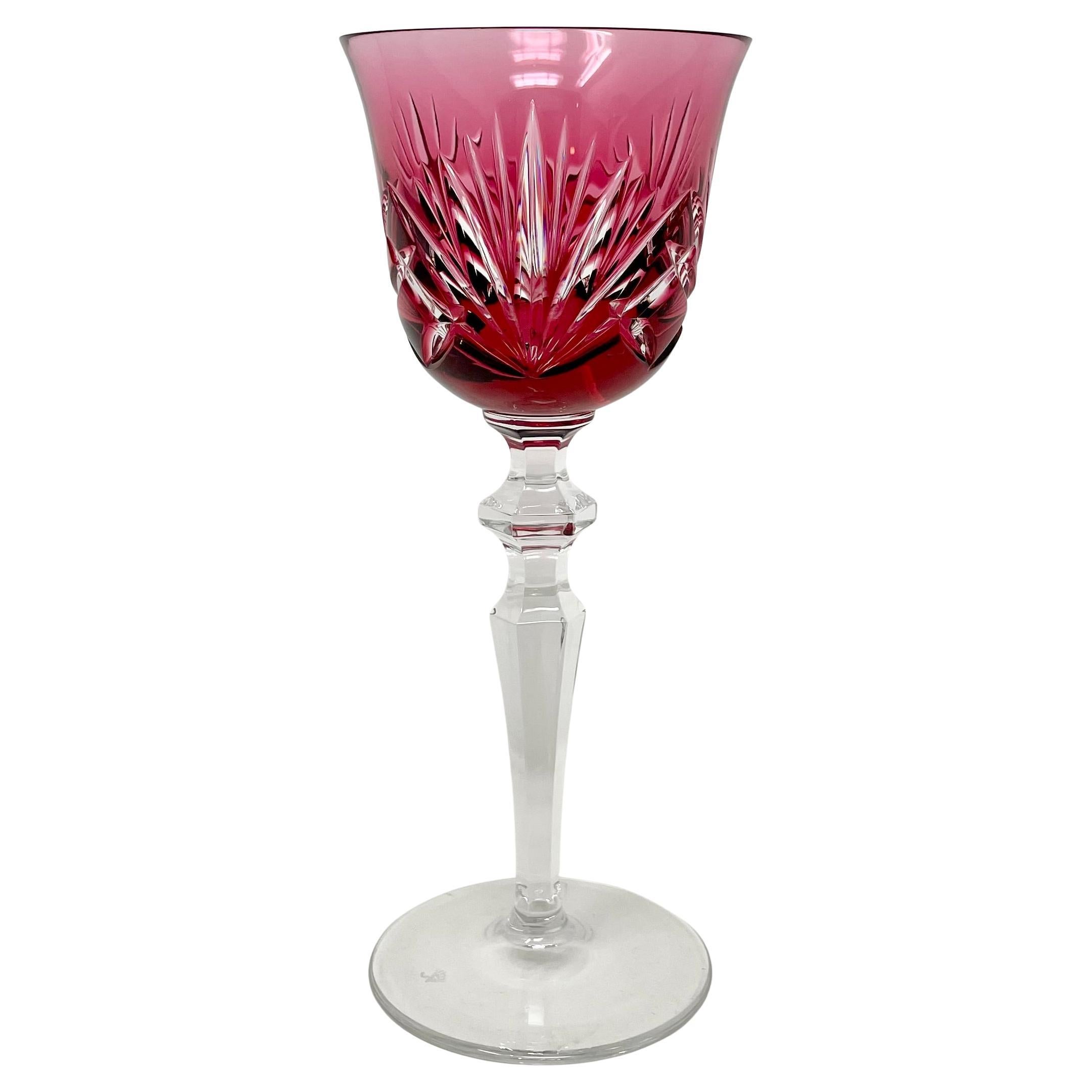 Set von 12 deutschen Gorham-Kranberry-Gläsern aus Kirschbaumholz mit Bleikristallschliff und Schliff im Schliff (Deutsch) im Angebot