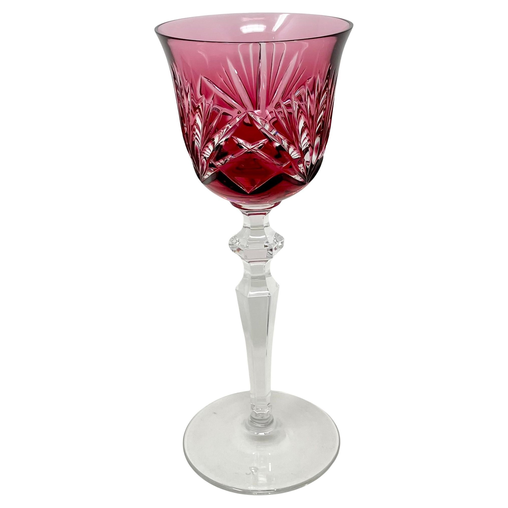 Set von 12 deutschen Gorham-Kranberry-Gläsern aus Kirschbaumholz mit Bleikristallschliff und Schliff im Schliff im Zustand „Gut“ im Angebot in New Orleans, LA
