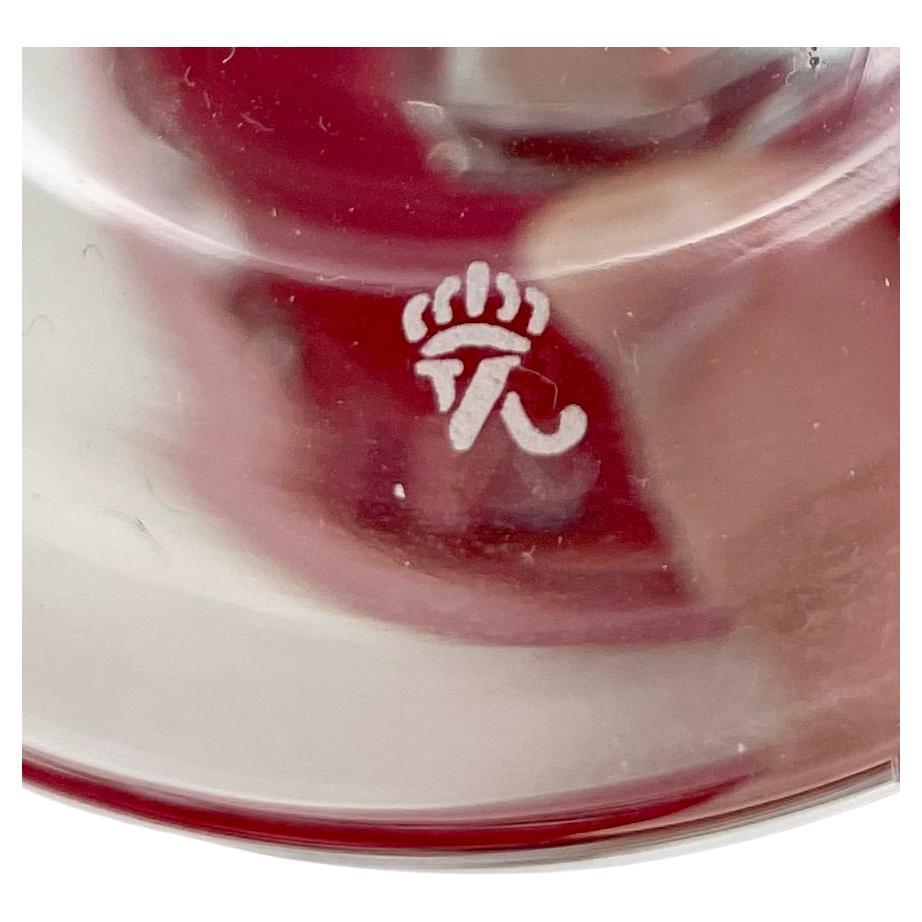 Set von 12 deutschen Gorham-Kranberry-Gläsern aus Kirschbaumholz mit Bleikristallschliff und Schliff im Schliff (Kristall) im Angebot