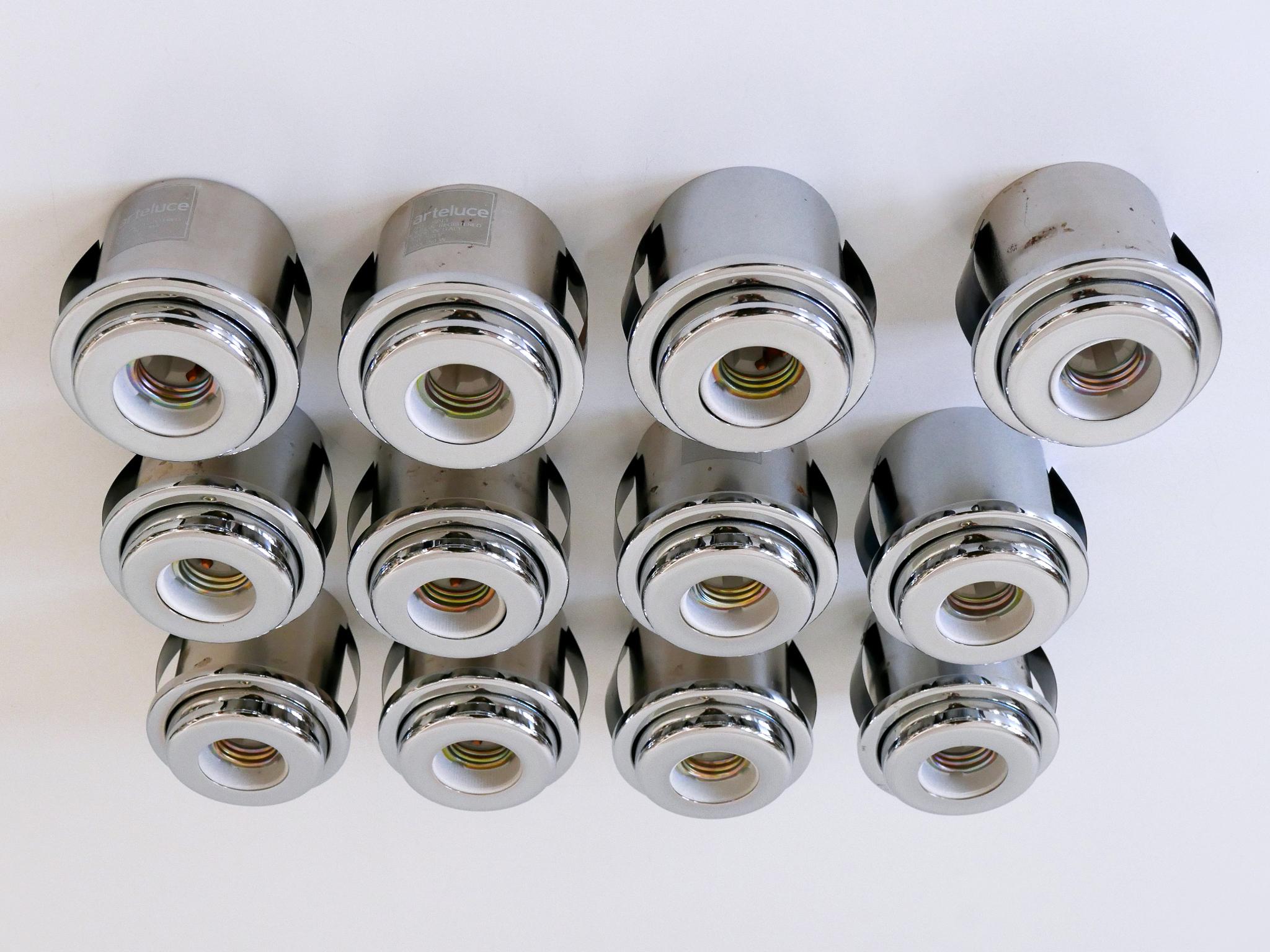 Mid-Century Modern Set of 12 Gino Sarfatti Recessed Ceiling Lights 'SP 13' for Arteluce Italy 1970s For Sale