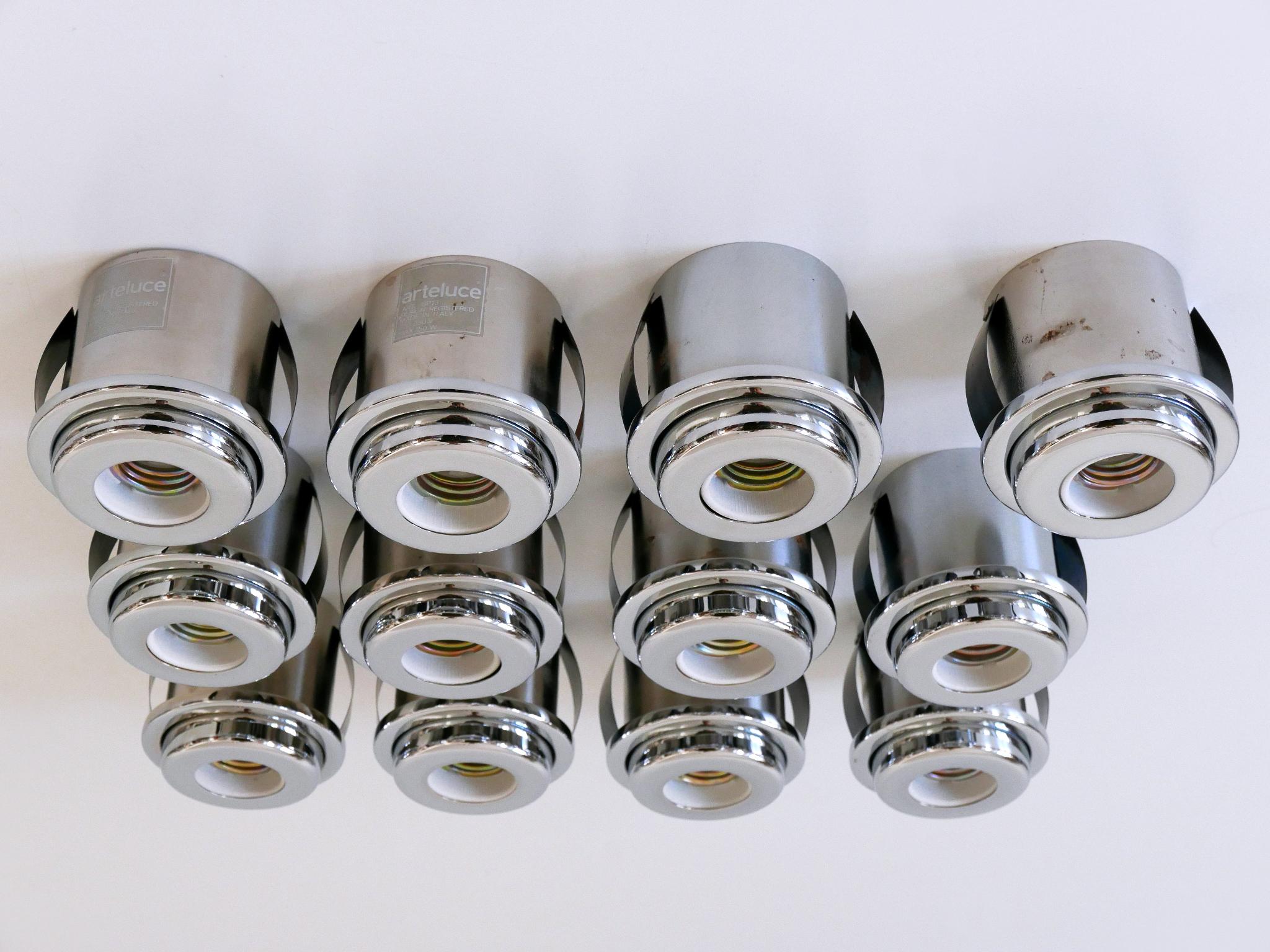 Italian Set of 12 Gino Sarfatti Recessed Ceiling Lights 'SP 13' for Arteluce Italy 1970s For Sale