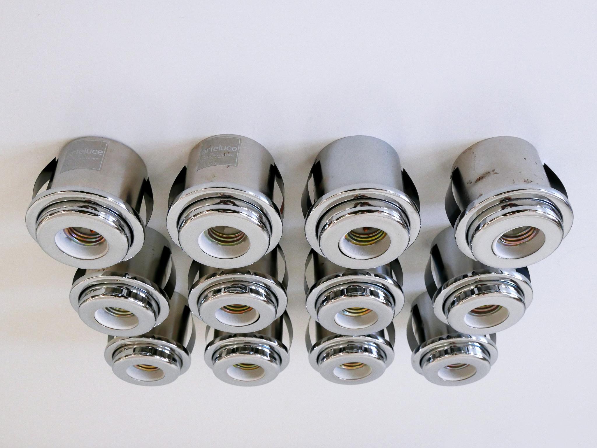 Plated Set of 12 Gino Sarfatti Recessed Ceiling Lights 'SP 13' for Arteluce Italy 1970s For Sale