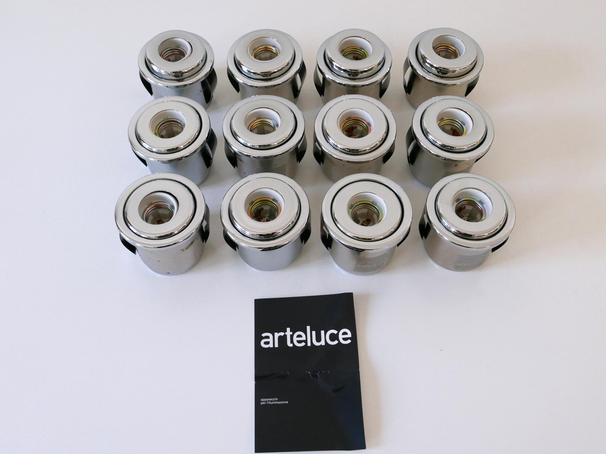 Chrome Set of 12 Gino Sarfatti Recessed Ceiling Lights 'SP 13' for Arteluce Italy 1970s For Sale