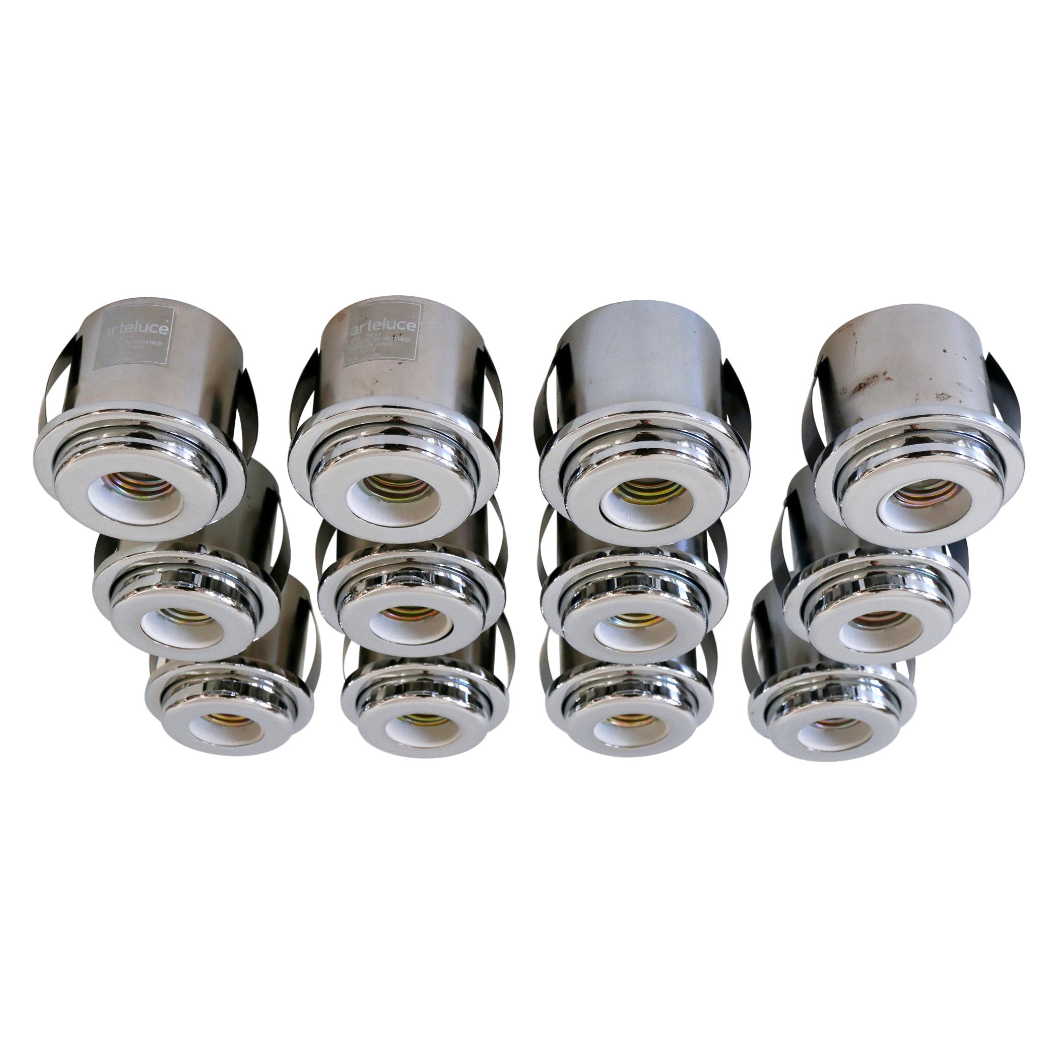 Set of 12 Gino Sarfatti Recessed Ceiling Lights 'SP 13' for Arteluce Italy 1970s For Sale