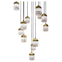 Set Of 12 Glans Pendant Lamps by United Alabaster