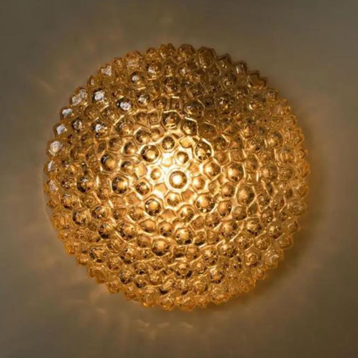 Adam Style Set of 12 Glass Brass Wall Lights/ Flush Mounts by Motoko Isshi for Staff
