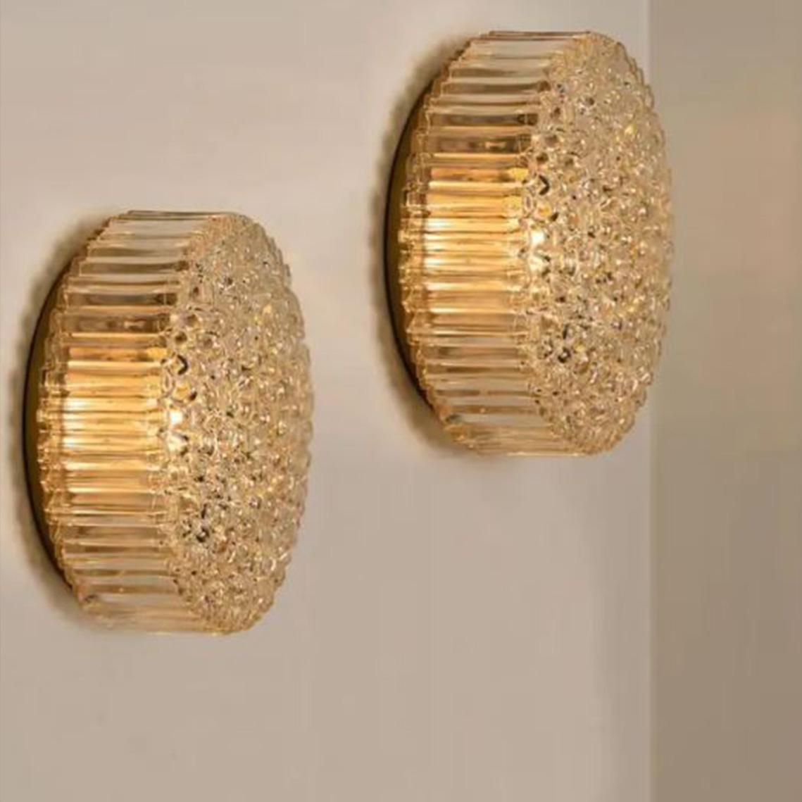 Other Set of 12 Glass Brass Wall Lights/ Flush Mounts by Motoko Isshi for Staff