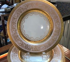 Set of 12 Gold Encrusted Service Dinner Plates