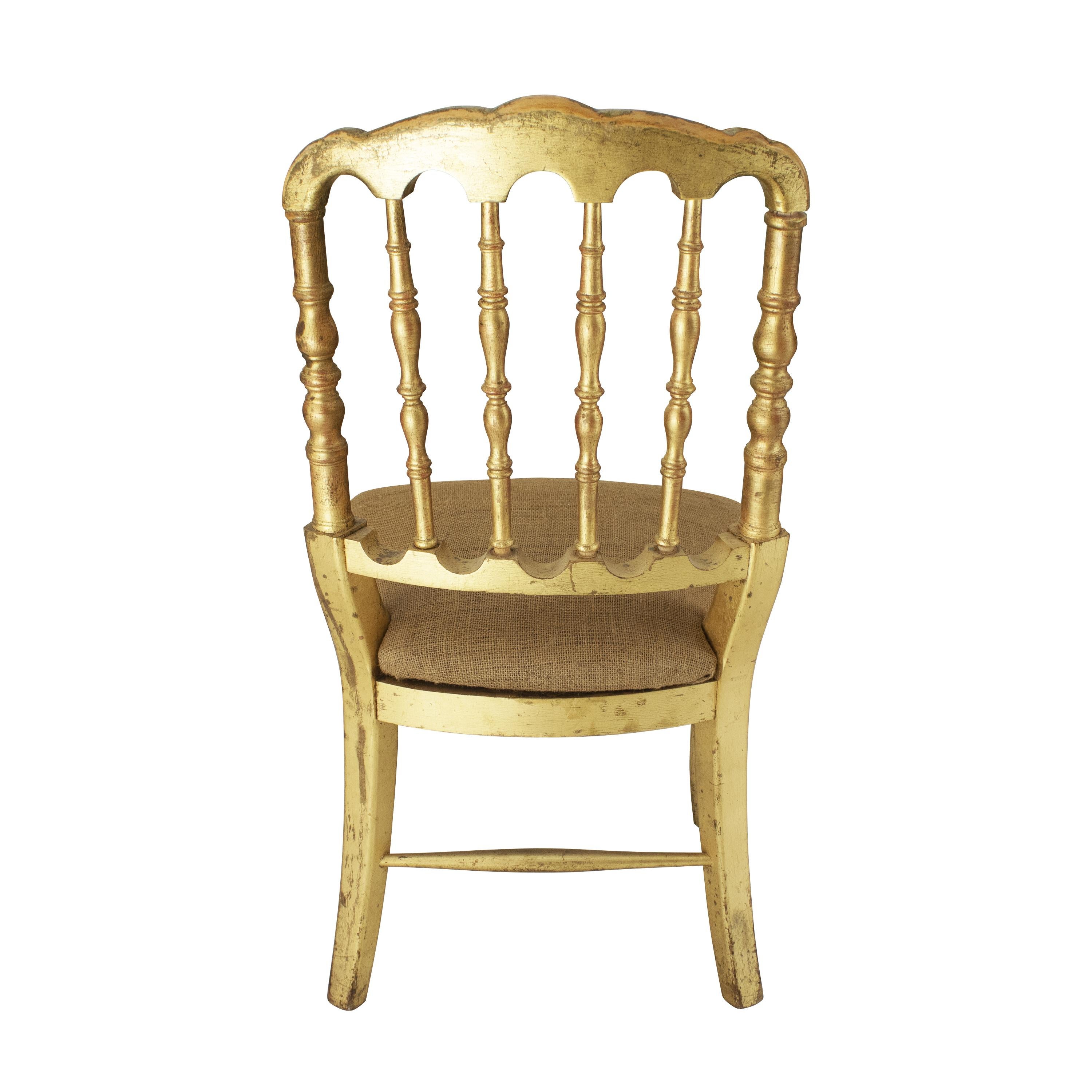 Neoclassical Revival Set of 12 Gold Leaf Tiffany, Chiavari Style Chairs, France, 1960s For Sale