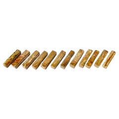 Set of 12 Golden Travertine Knife Rests – France, 1970s