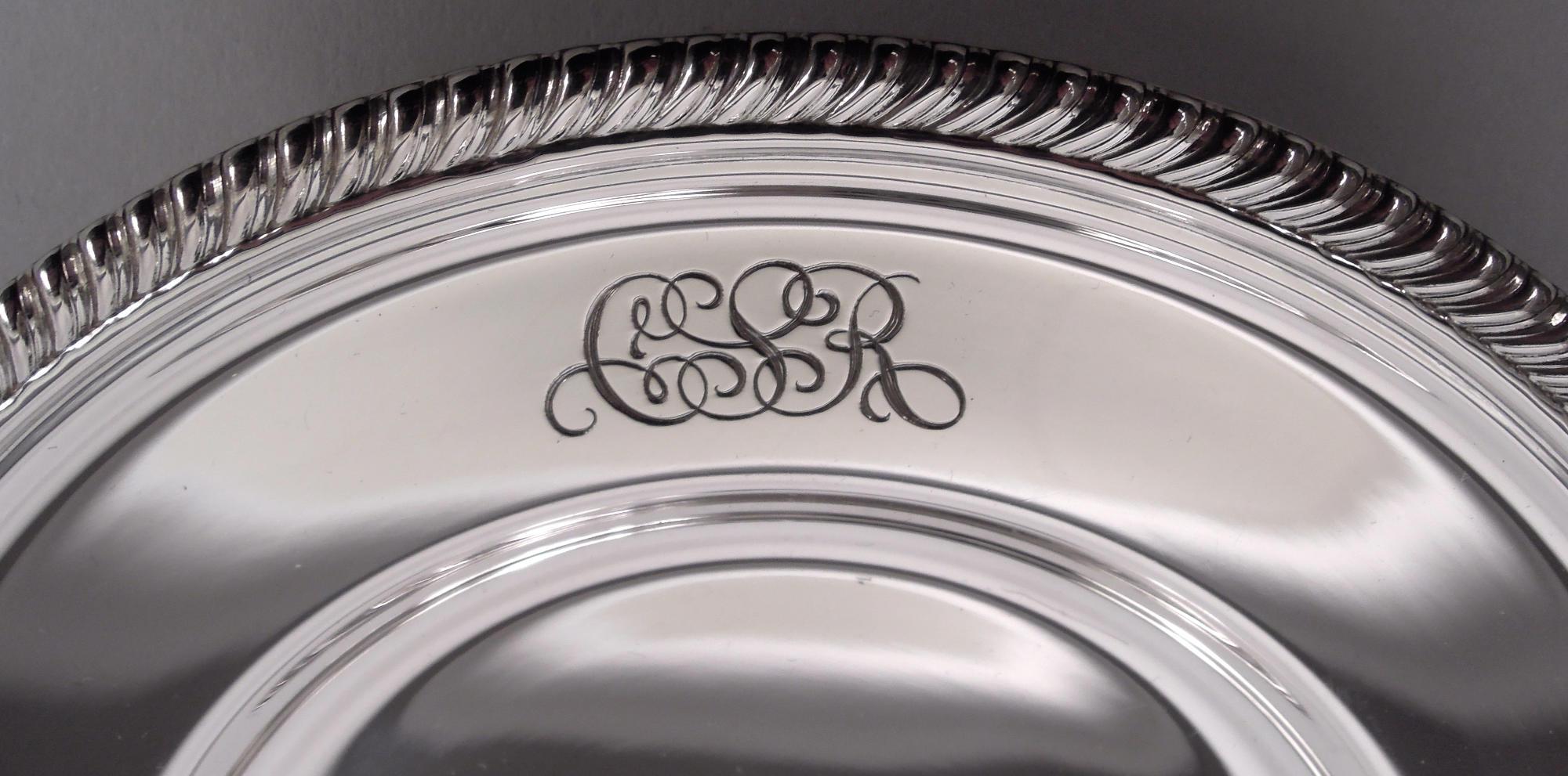 American Set of 12 Gorham Kensington Sterling Silver Bread & Butter Plates For Sale
