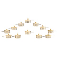 Set de 12 Ramequines Gorham con Cubierta de Lenox y Sterling Marfil y Oro