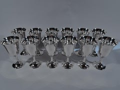 Set of 12 Gorham Sterling Silver Goblets in Desirable Puritan 272 Pattern