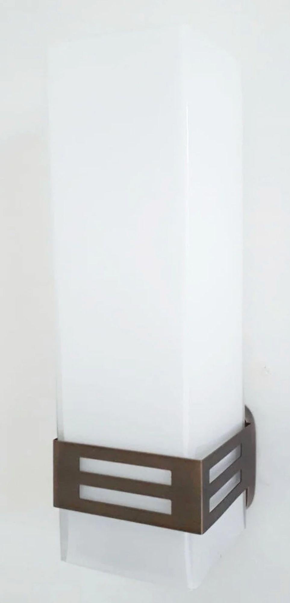 Set of 12 Grattacielo Frosted Murano Glass Sconces, Italy, 1990's. For Sale 1