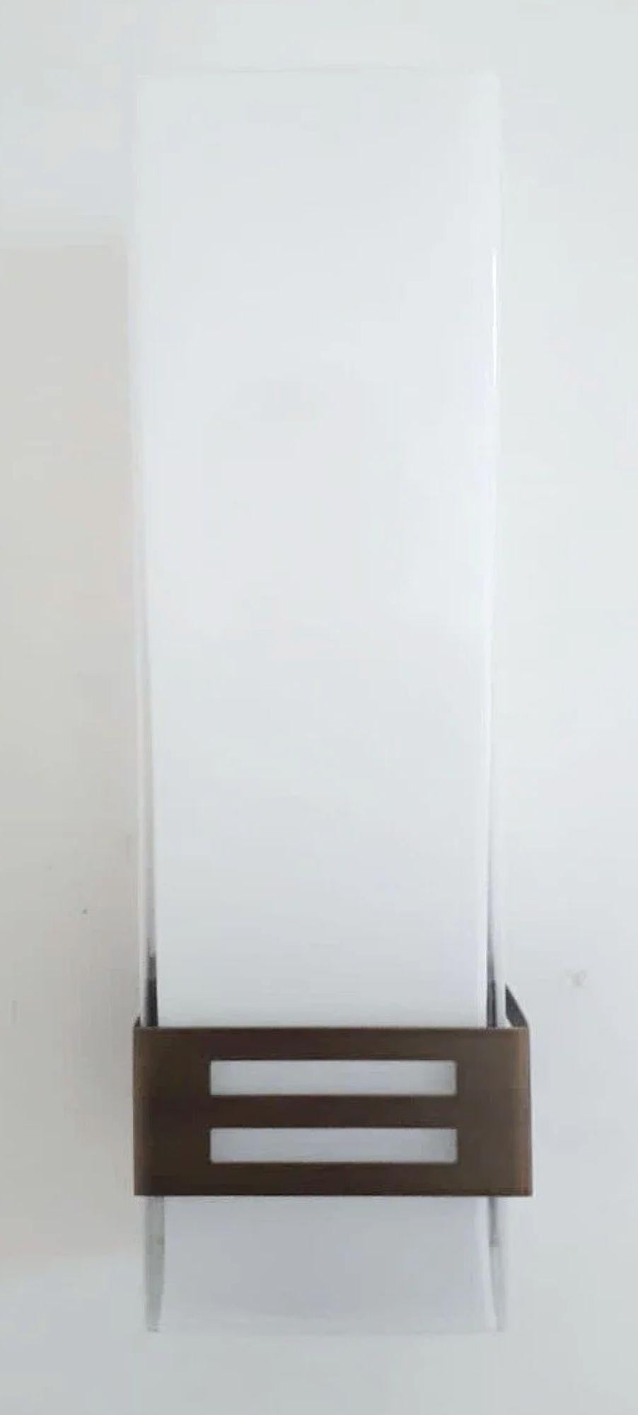 Set of 12 Grattacielo Frosted Murano Glass Sconces, Italy, 1990's. For Sale 3