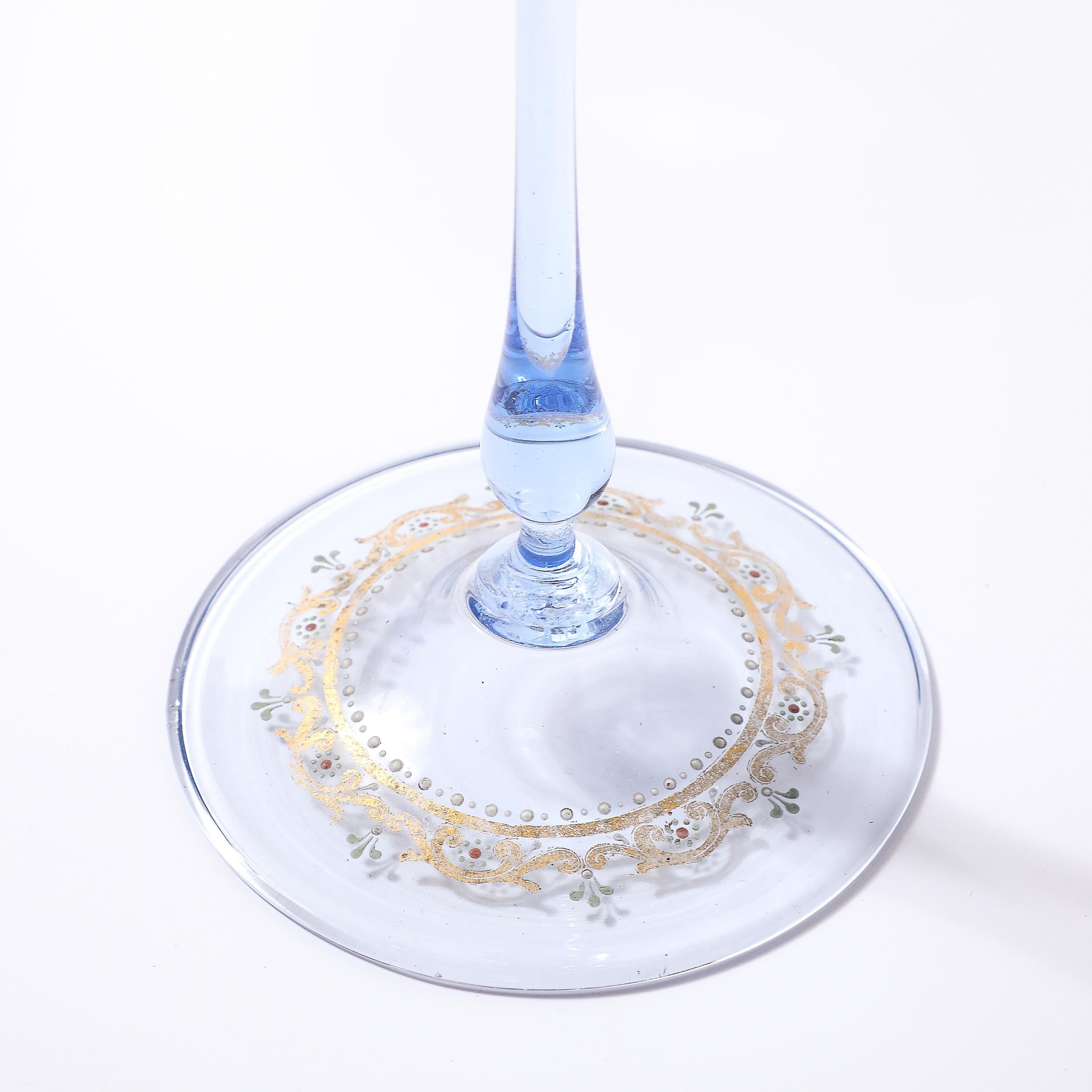 Satz von 12 mundgeblasenen und bemalten Champagner-Untertassen aus Murano-Kunstglas von Salviati im Angebot 4