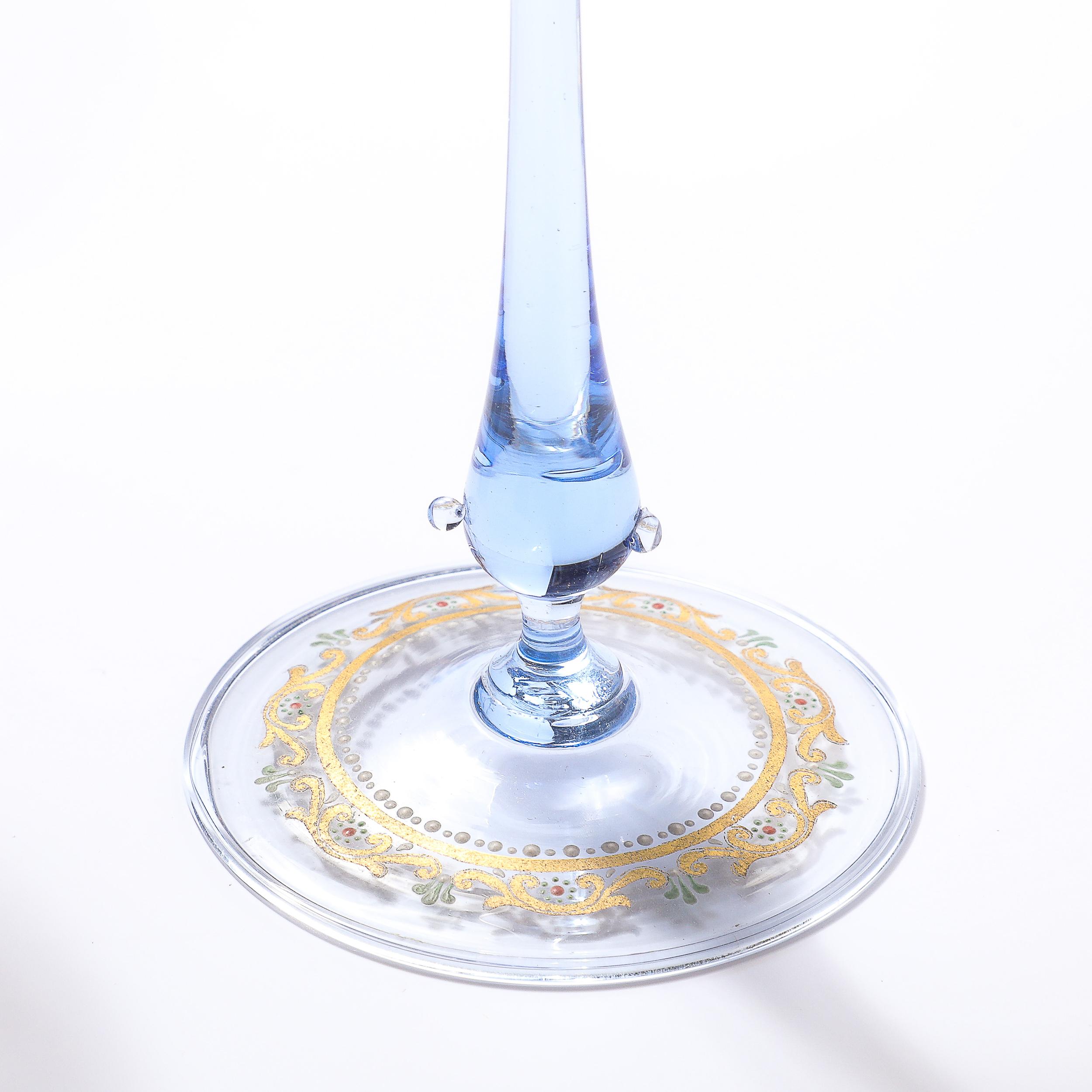 Satz von 12 mundgeblasenen und bemalten Champagner-Untertassen aus Murano-Kunstglas von Salviati im Angebot 5