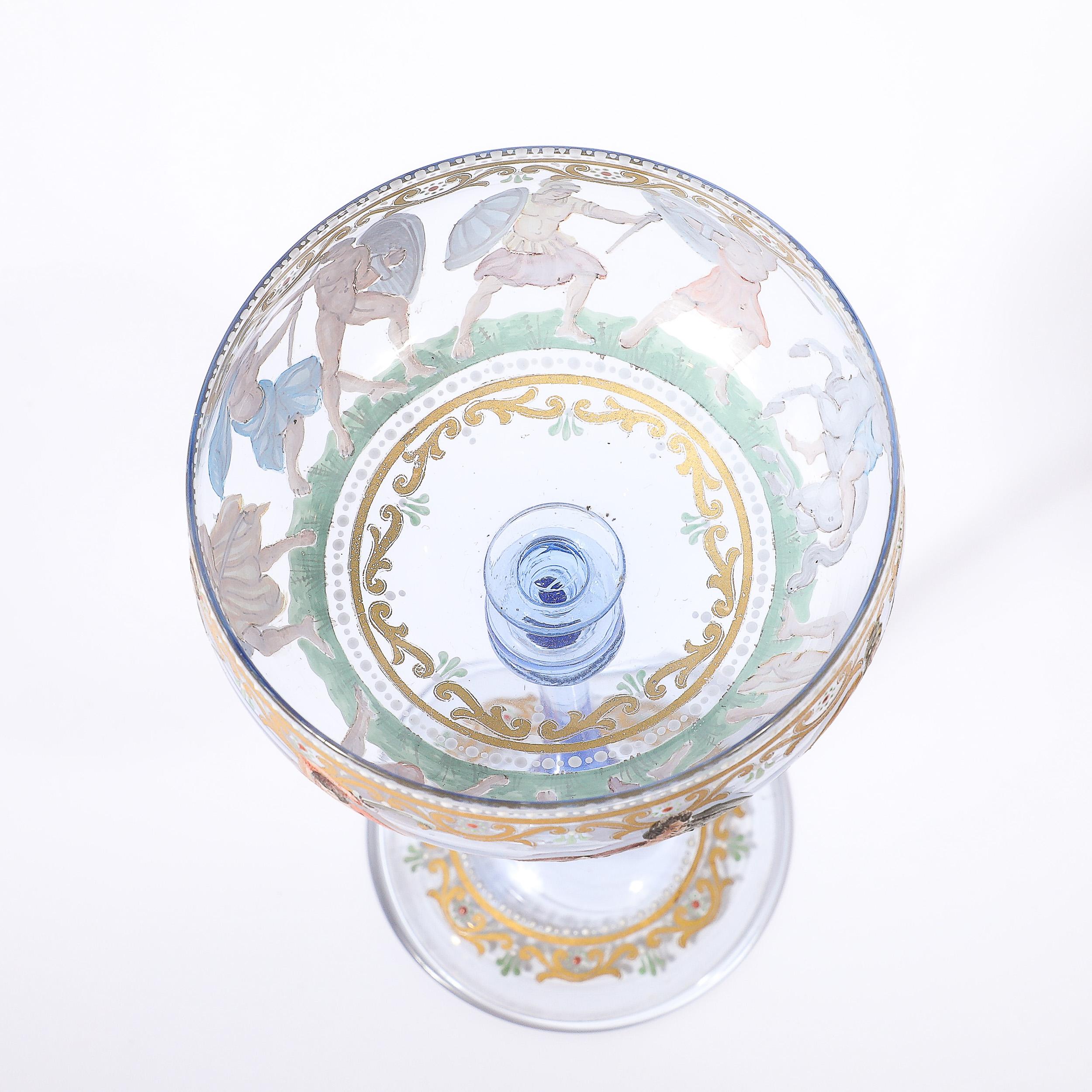 Satz von 12 mundgeblasenen und bemalten Champagner-Untertassen aus Murano-Kunstglas von Salviati im Angebot 6
