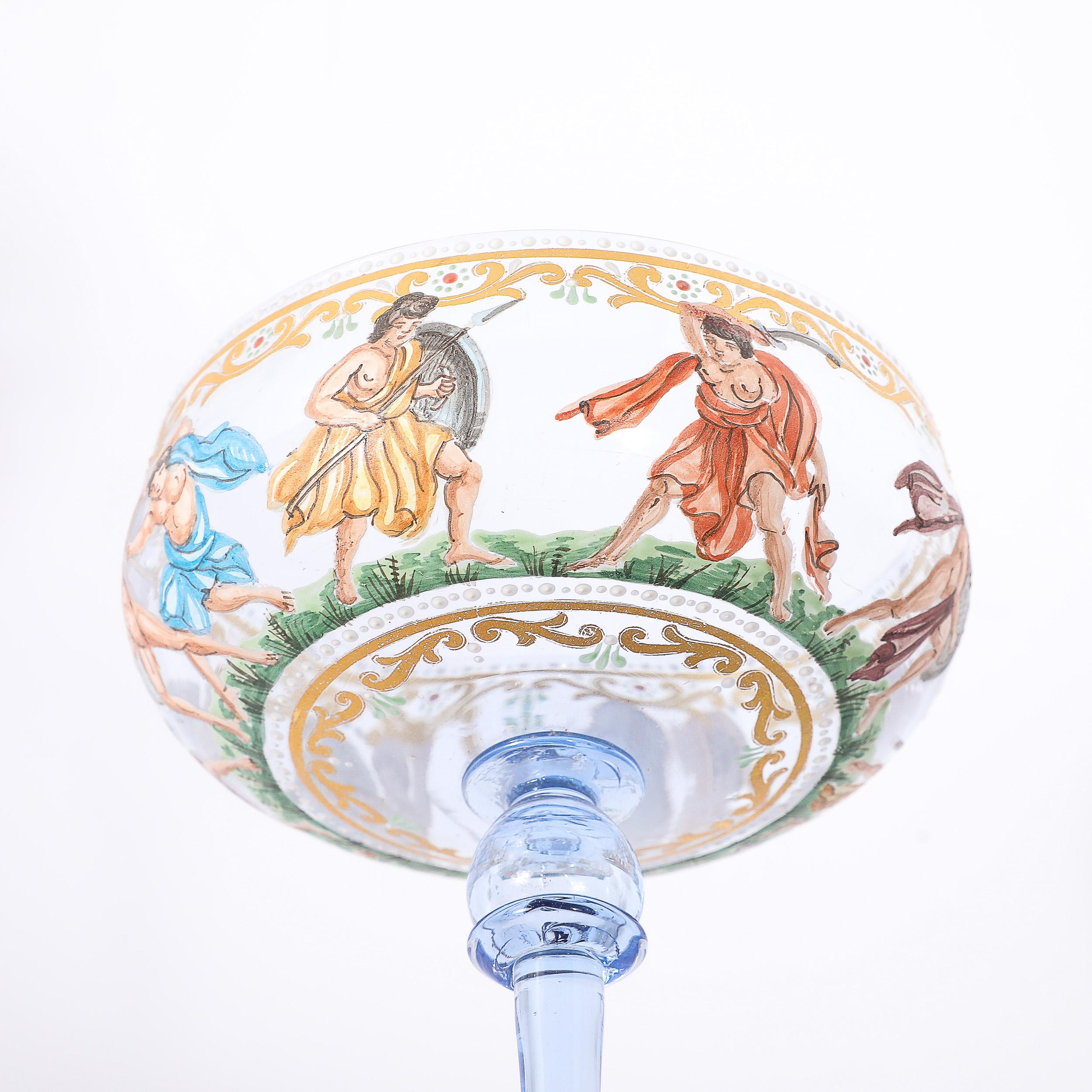 Satz von 12 mundgeblasenen und bemalten Champagner-Untertassen aus Murano-Kunstglas von Salviati im Angebot 8
